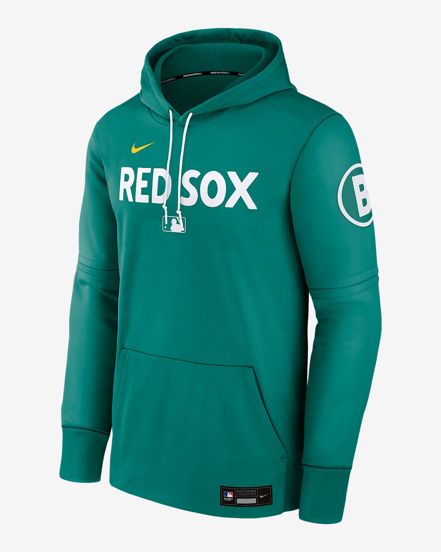 Sudadera con gorro sin cierre Nike Therma de la MLB para hombre Boston Red Sox Authentic Collection City Connect - Azul