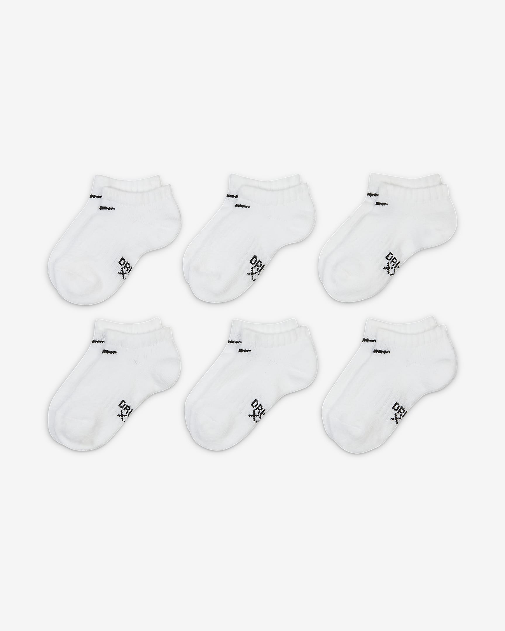 Nike Dri-FIT Performance Basics Little Kids' No-Show Socks (6 Pairs) - White