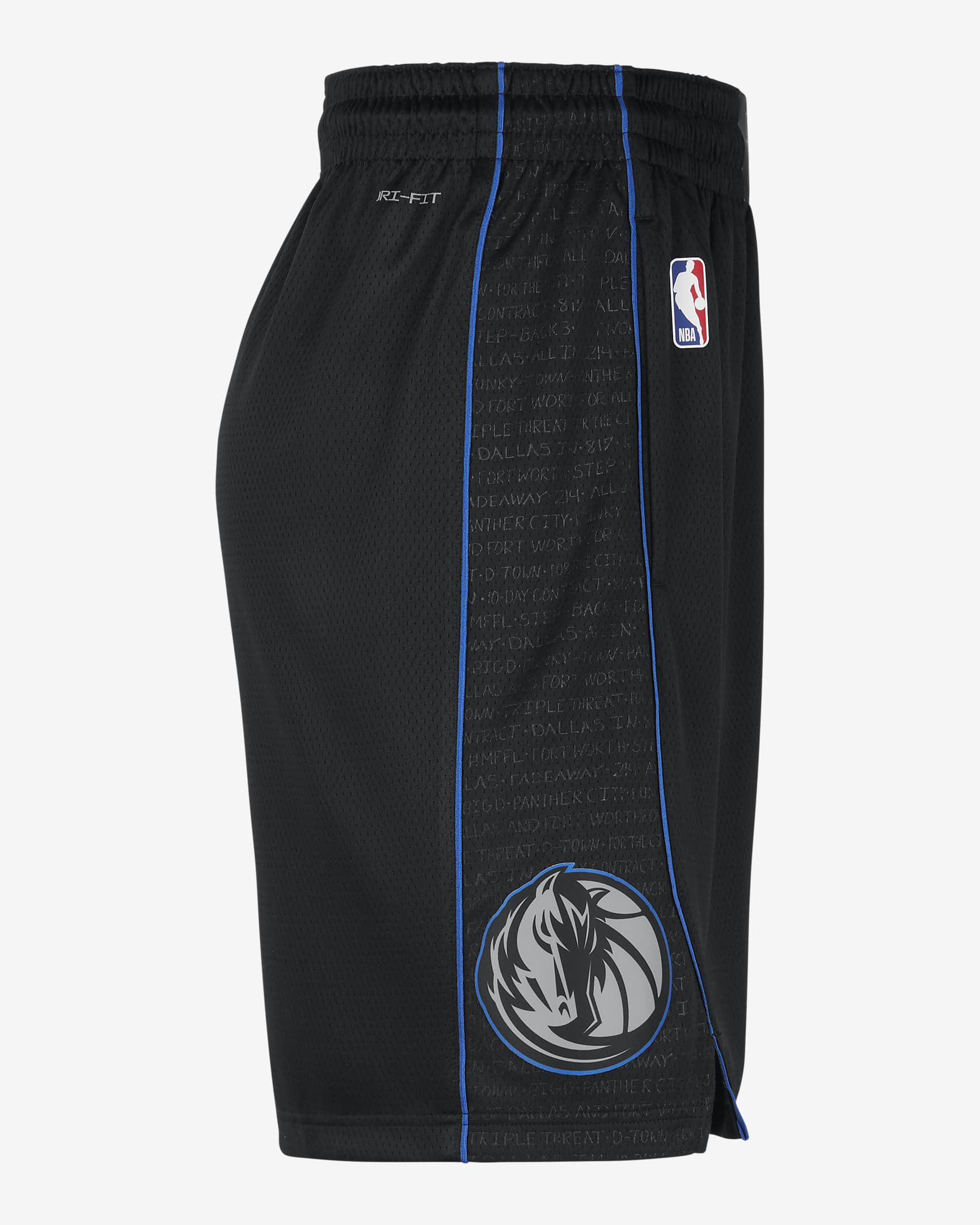 Dallas Mavericks 2023/24 City Edition Nike Dri-FIT NBA Swingman Shorts für Herren - Schwarz/Flat Silver