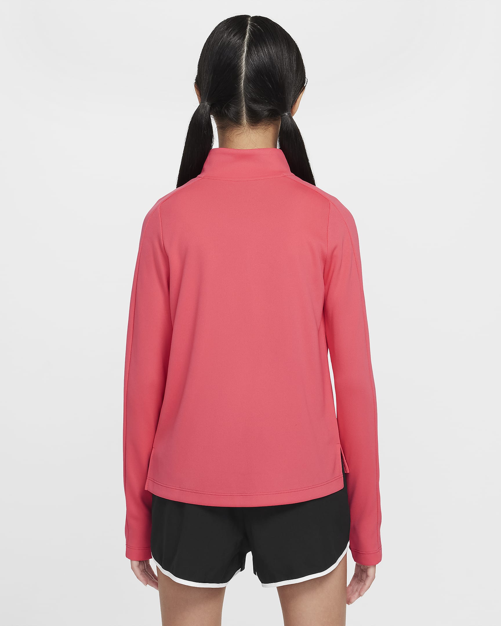 Nike Dri-FIT langermet overdel med halv glidelås til store barn (jente) - Aster Pink/Hvit