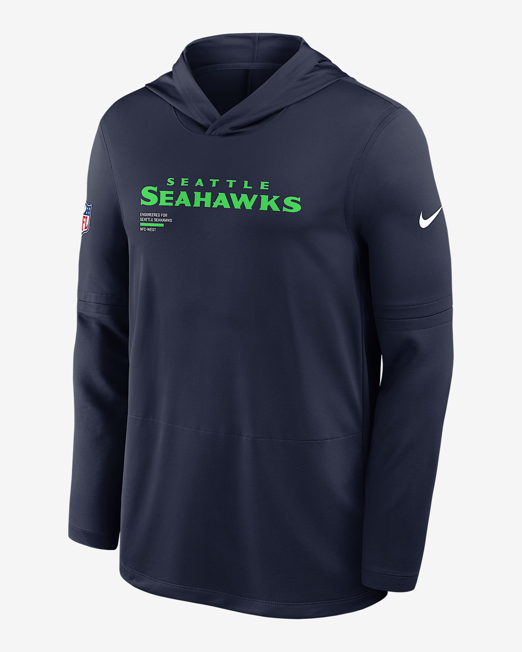 Seattle Seahawks Pure Fury Sideline Men's Nike Dri-FIT NFL Long-Sleeve Hooded Top - Navy