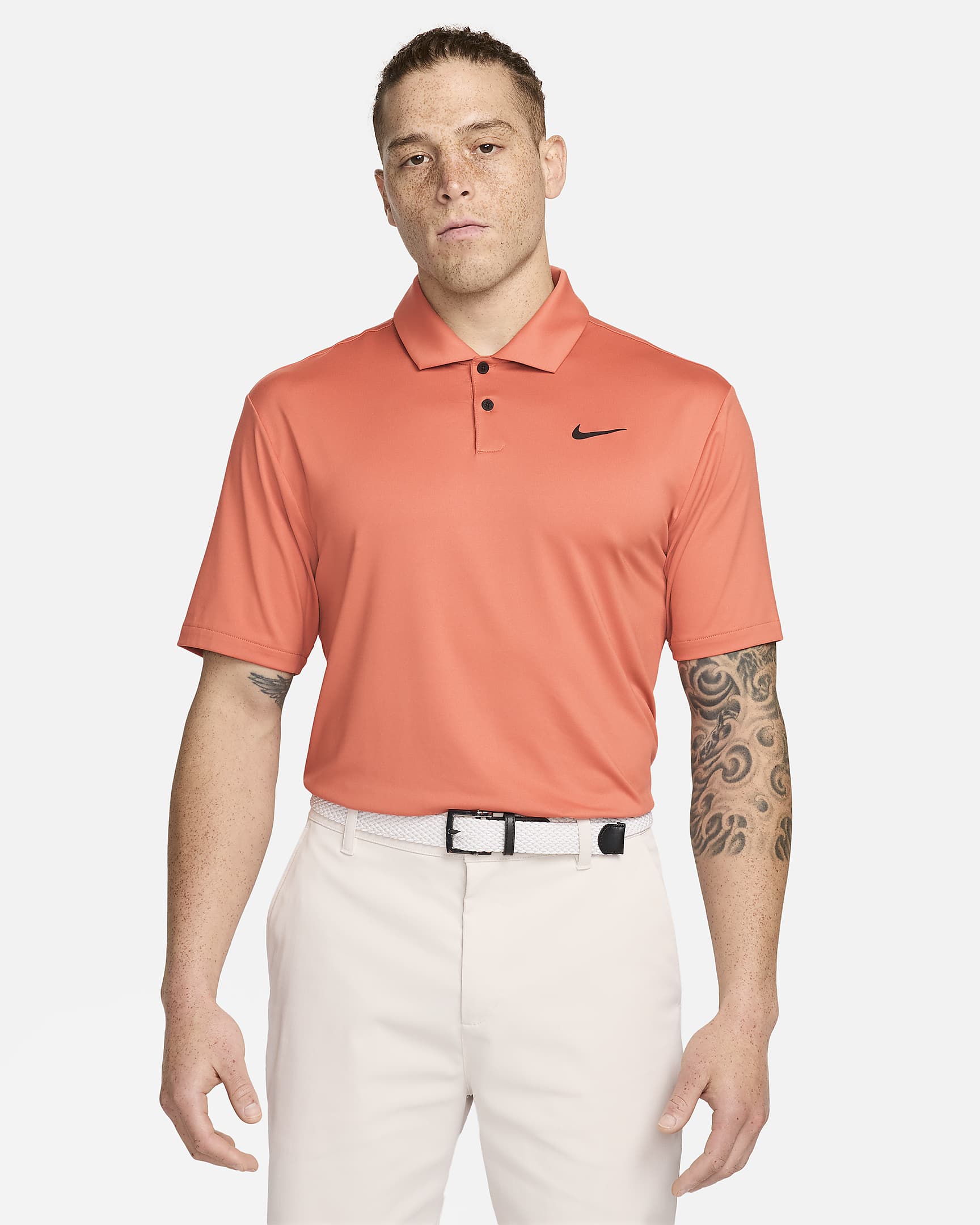 Nike Dri-FIT Tour einfarbiges Golf-Poloshirt für Herren - Madder Root/Schwarz