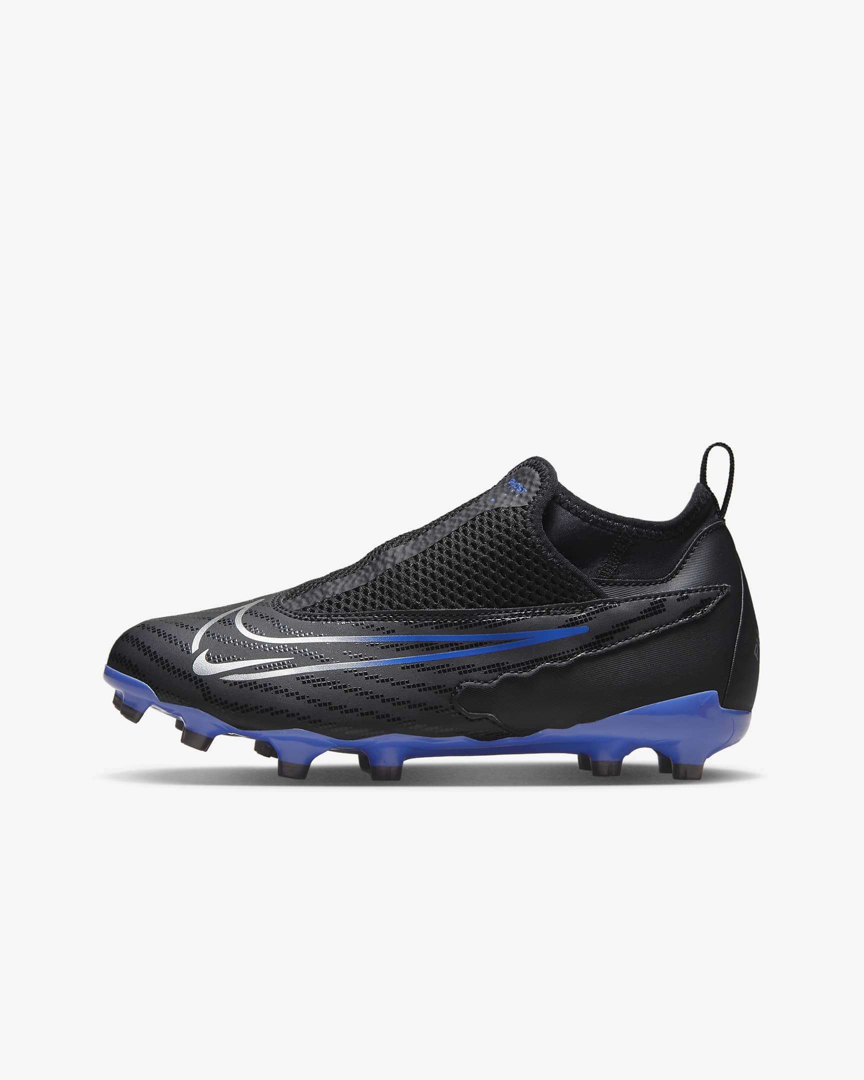 Nike Jr. Phantom GX Academy Big Kids' Multi-Ground Soccer Cleats - Black/Hyper Royal/Chrome