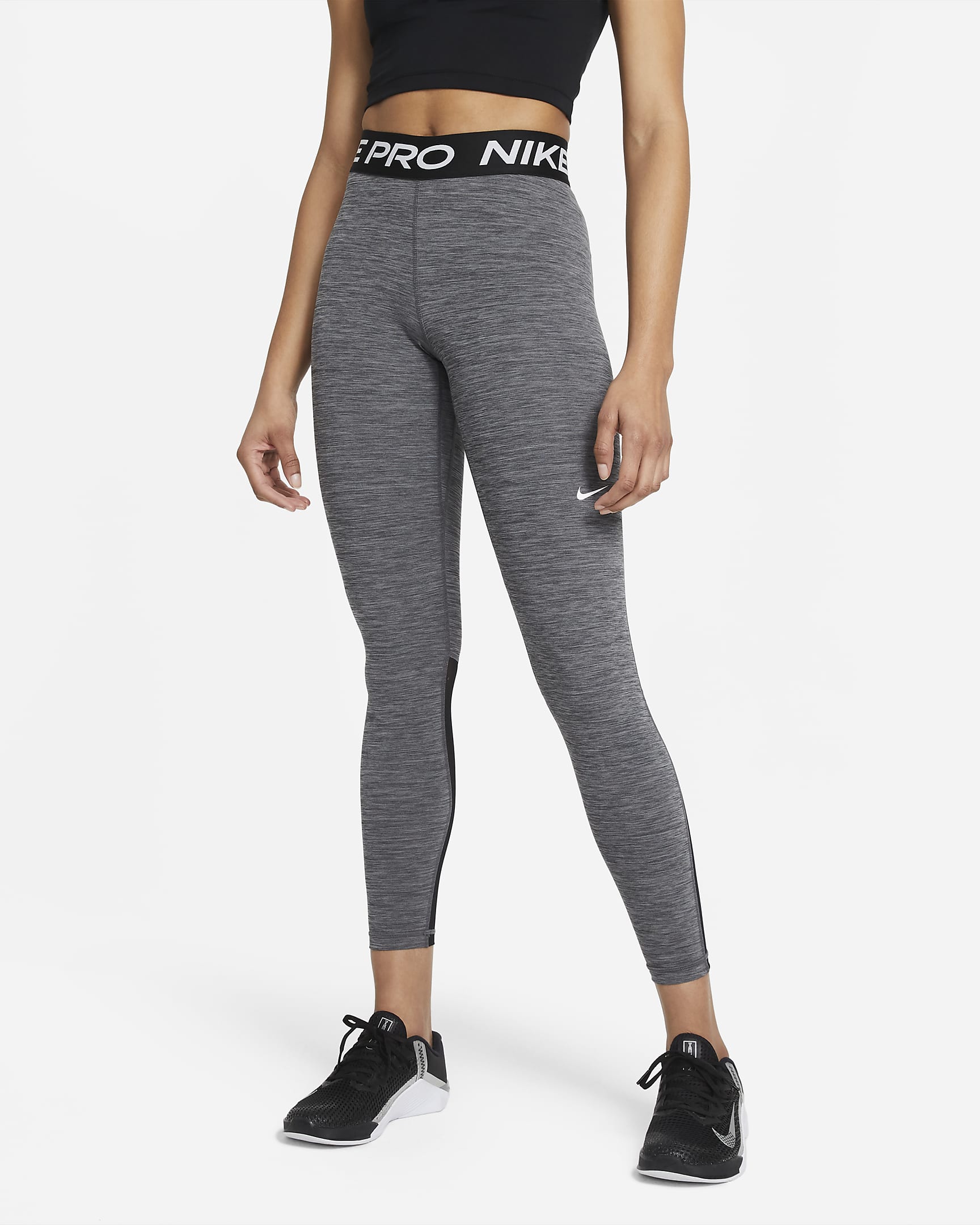 Nike Pro Women's Mid-Rise Mesh-Paneled Leggings. Nike.com