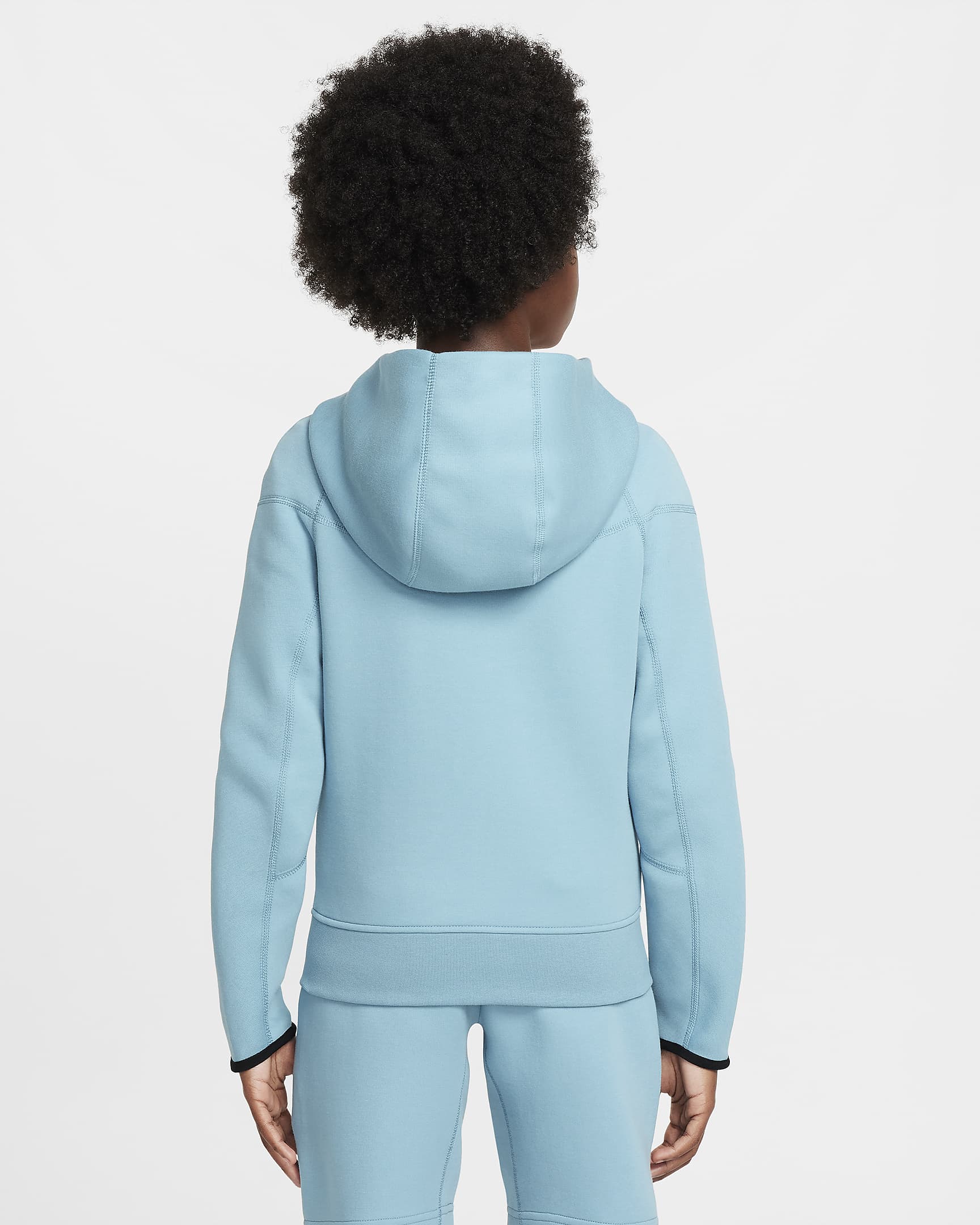 Mikina Nike Sportswear Tech Fleece s kapucí a dlouhým zipem pro větší děti (chlapce) - Denim Turquoise/Černá/Černá