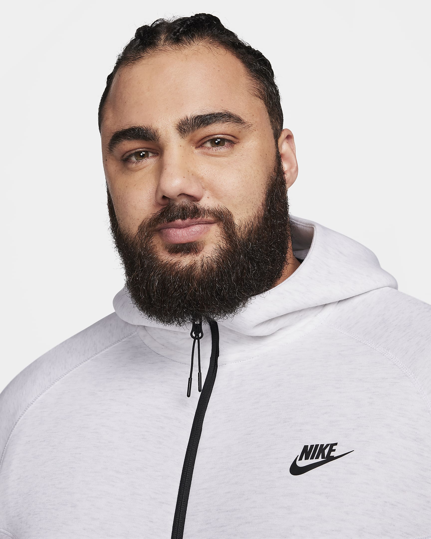 Męska bluza z kapturem i zamkiem na całej długości Nike Sportswear Tech Fleece Windrunner - Birch Heather/Czerń