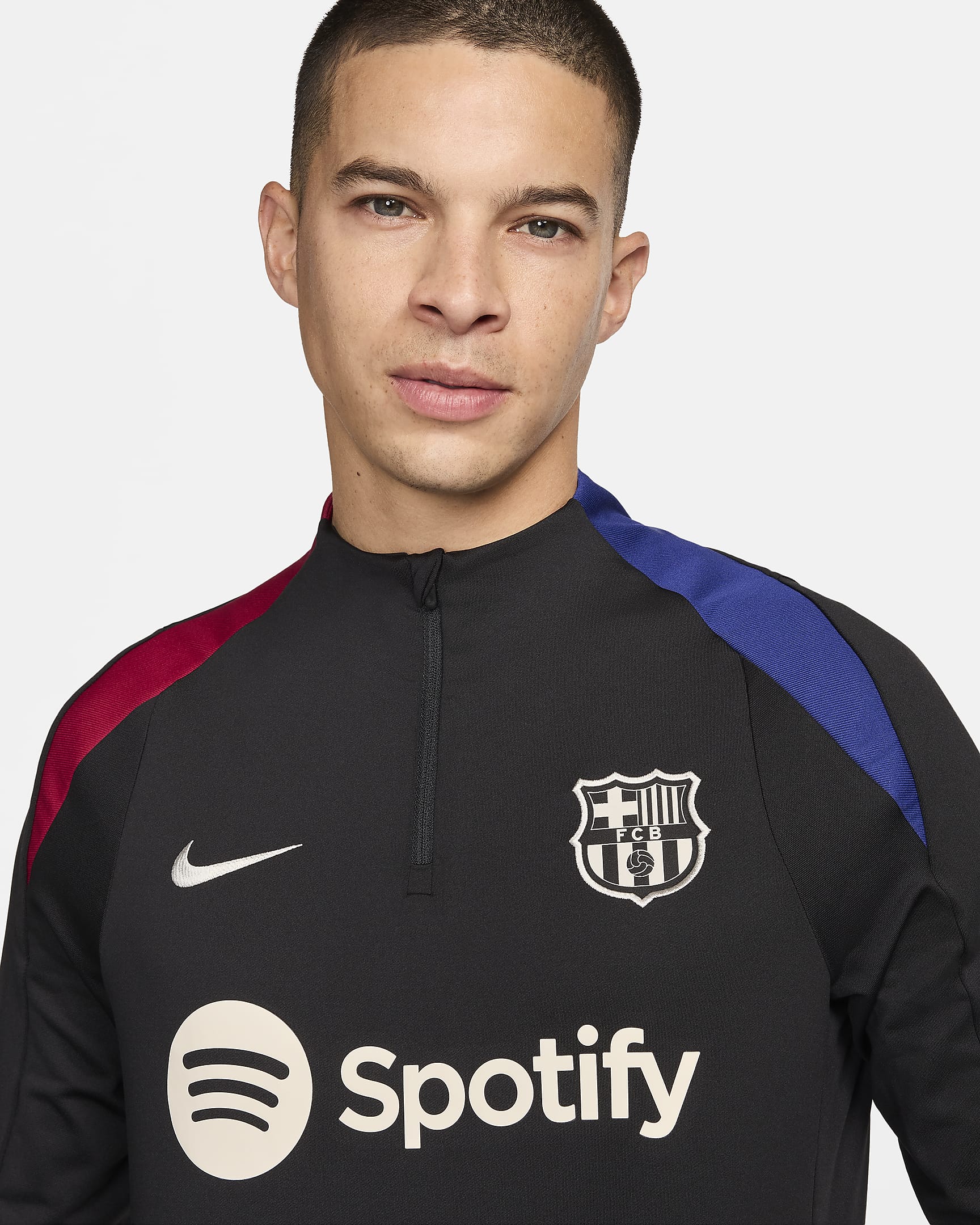 Męska treningowa koszulka piłkarska FC Barcelona Strike Nike Dri-FIT - Czerń/Noble Red/Deep Royal Blue/Light Orewood Brown