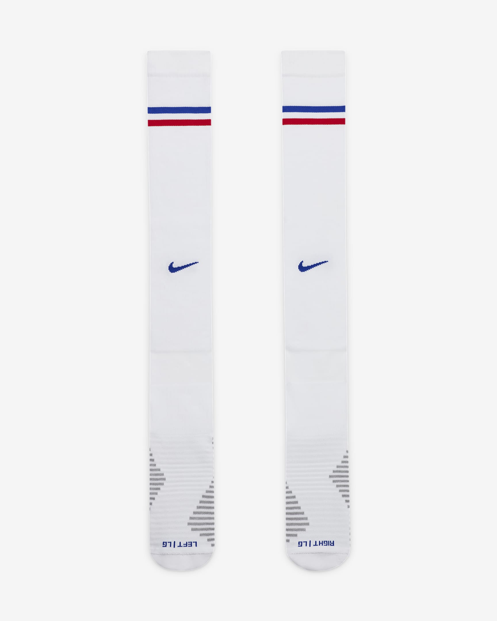 FFF Strike Away kniehohe Fußballsocken mit Nike Dri-FIT-Technologie - Weiß/Bright Blue/University Red/Bright Blue