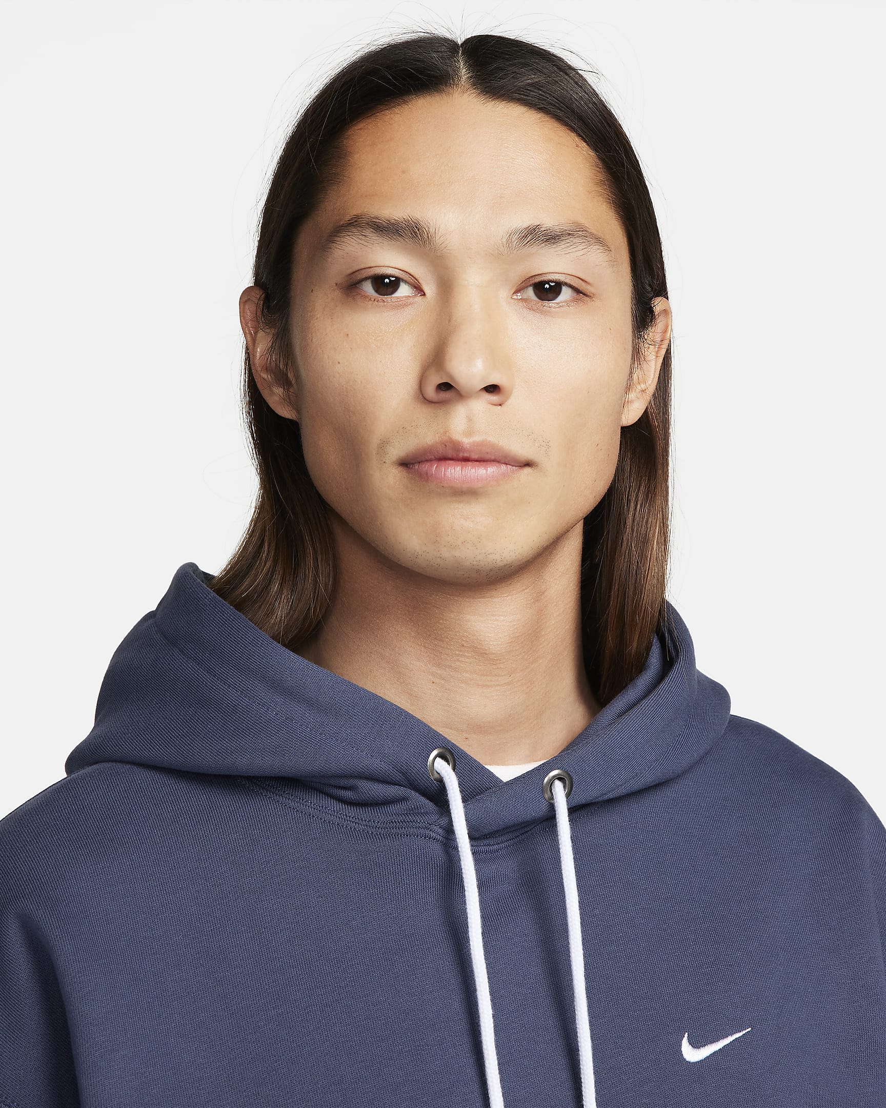 Nike Solo Swoosh Men's Fleece Pullover Hoodie - Thunder Blue/White