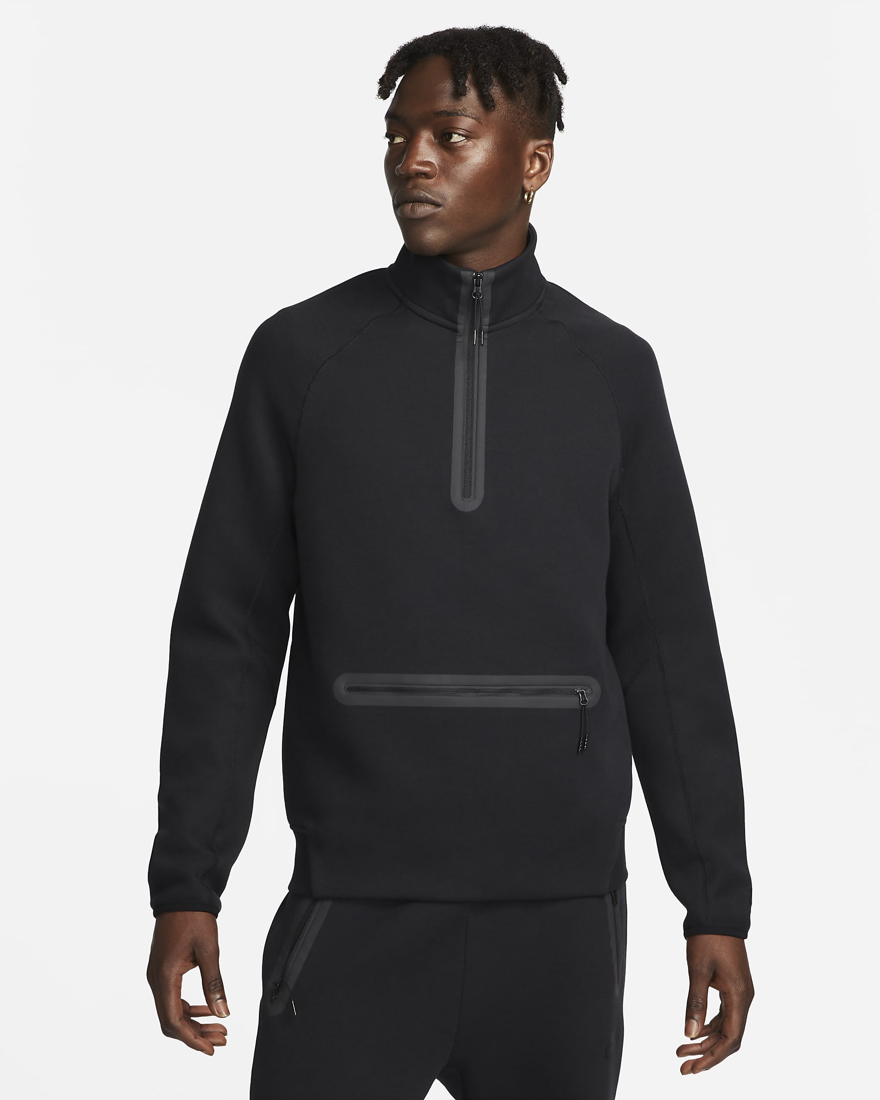 Sudadera de medio cierre para hombre Nike Sportswear Tech Fleece - Negro/Negro