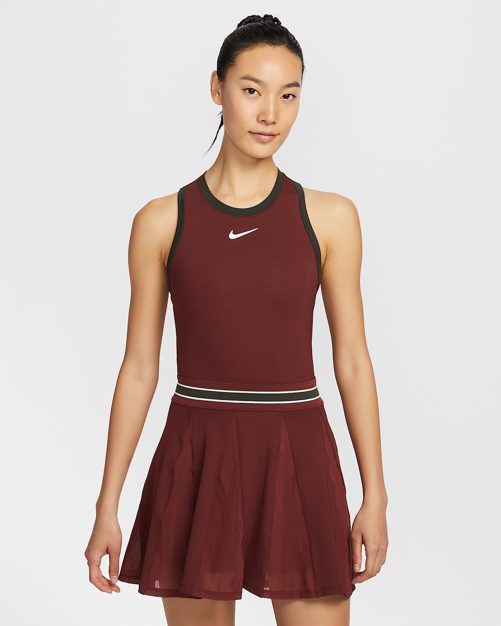 NikeCourt Slam Women's Dri-FIT Tennis Dress - Dark Team Red/Sequoia/Dark Team Red/White