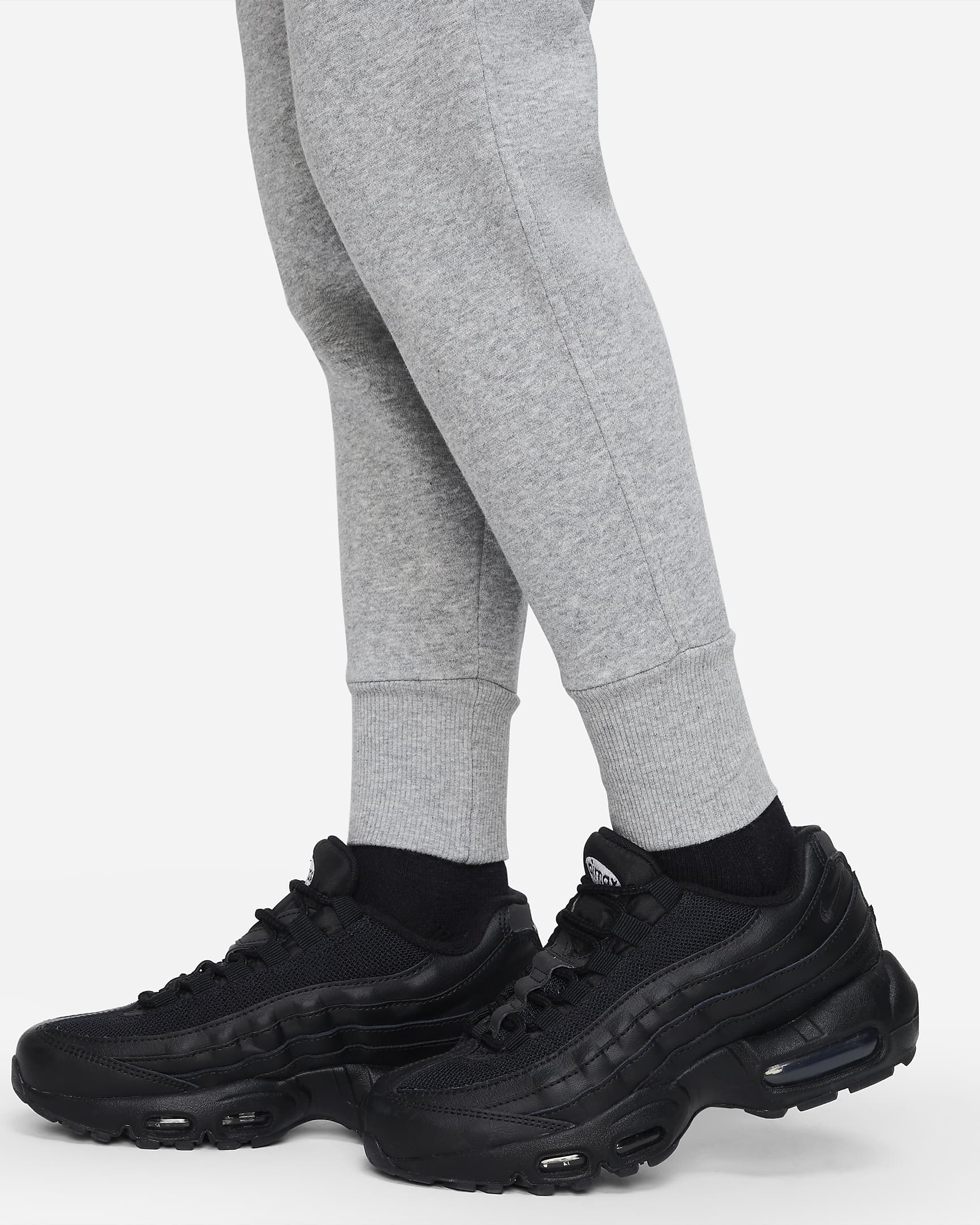 Pants ajustados de cintura alta para niñas talla grande Nike Sportswear Club Fleece - Gris oscuro jaspeado/Gris básico/Blanco