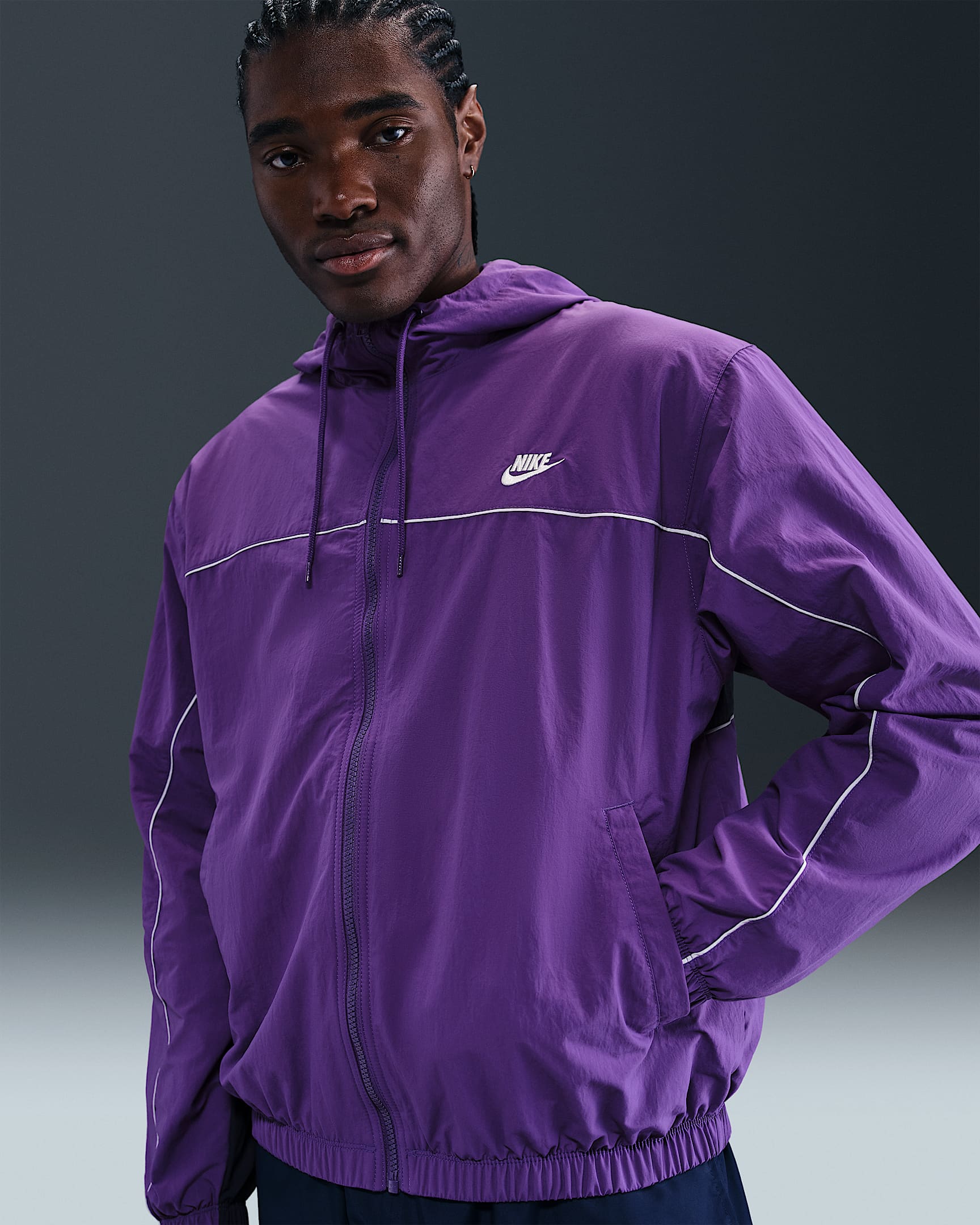 Nike Club Men's Hooded Jacket - Wild Grape/Obsidian/Ghost/White
