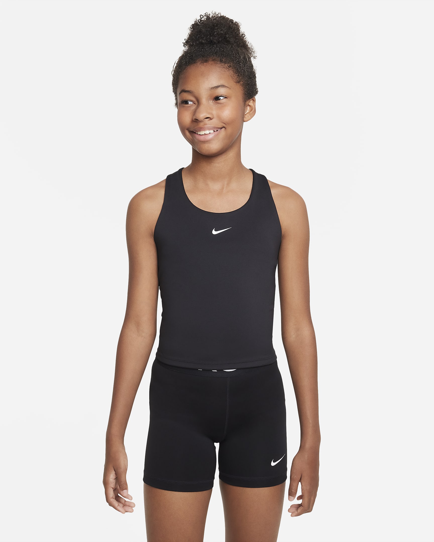 Nike Swoosh Big Kids' (Girls') Tank Sports Bra - Black/White