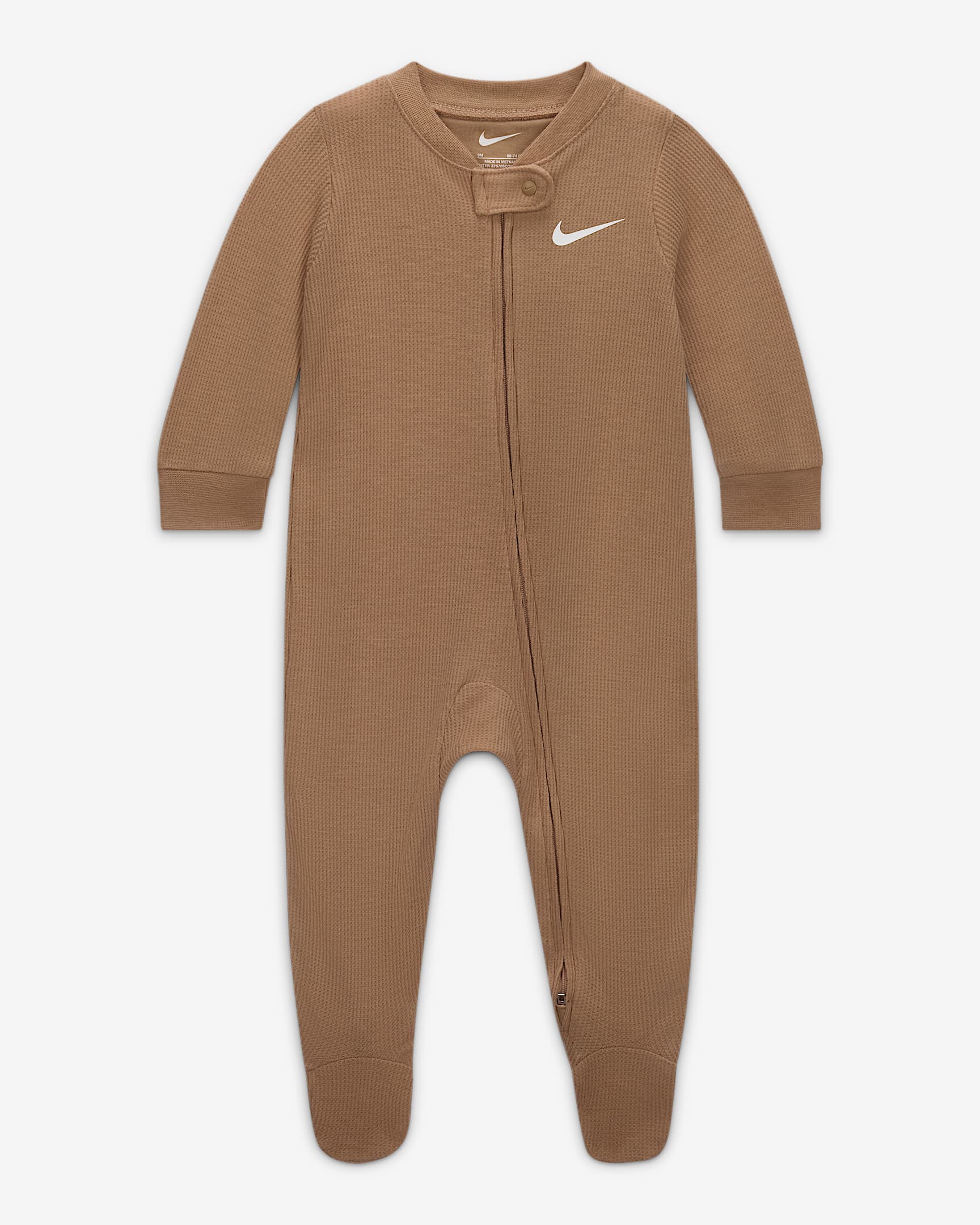 Nike Baby (0-9M) Viscose Waffle Knit Footed Coverall - Hemp