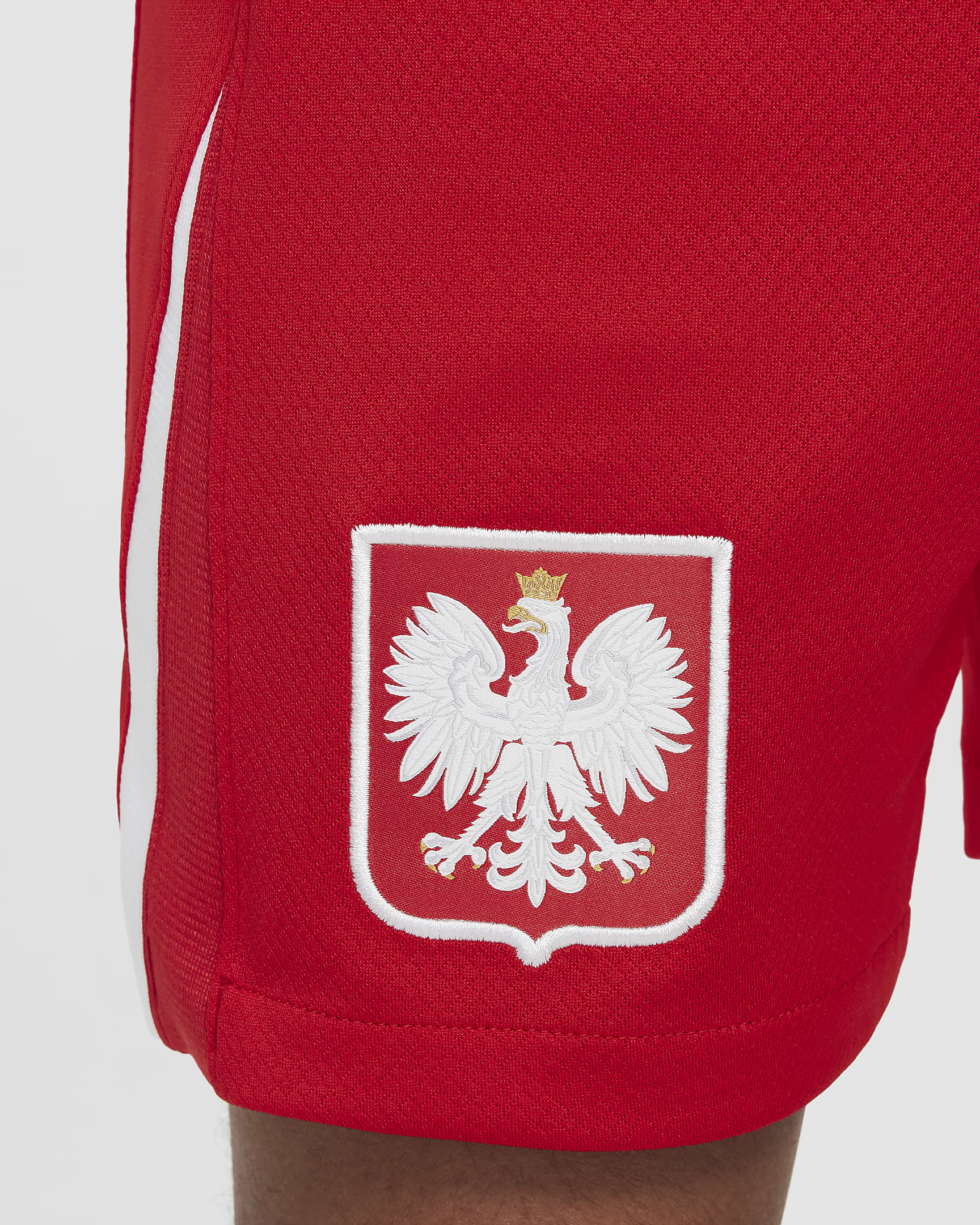 Spodenki piłkarskie dla dużych dzieci Nike Dri-FIT Polska Stadium 2024/25 (wersja domowa/wyjazdowa) (replika) - Sport Red/Biel/Biel