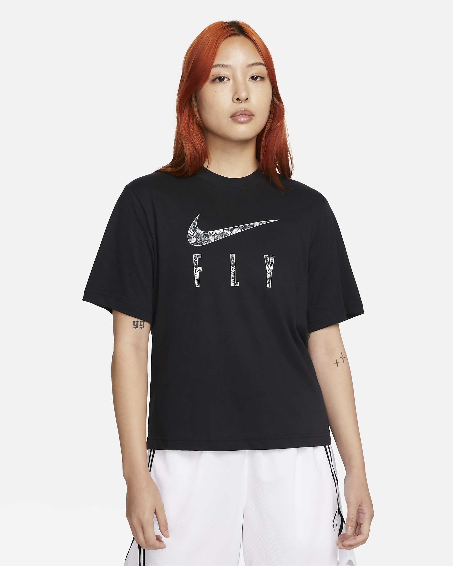 เสื้อยืดผู้หญิง Nike Dri-FIT Swoosh Fly - ดำ