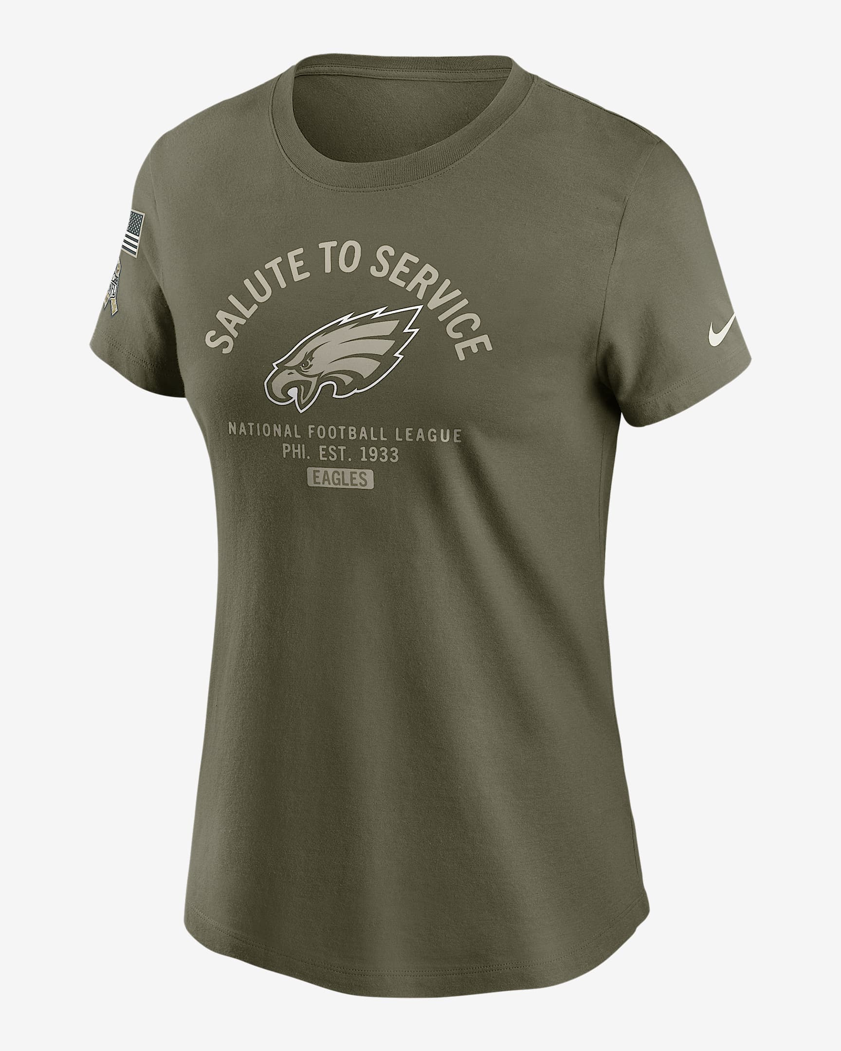 Philadelphia Eagles Salute to Service Sideline Women's Nike NFL T-Shirt - Olive