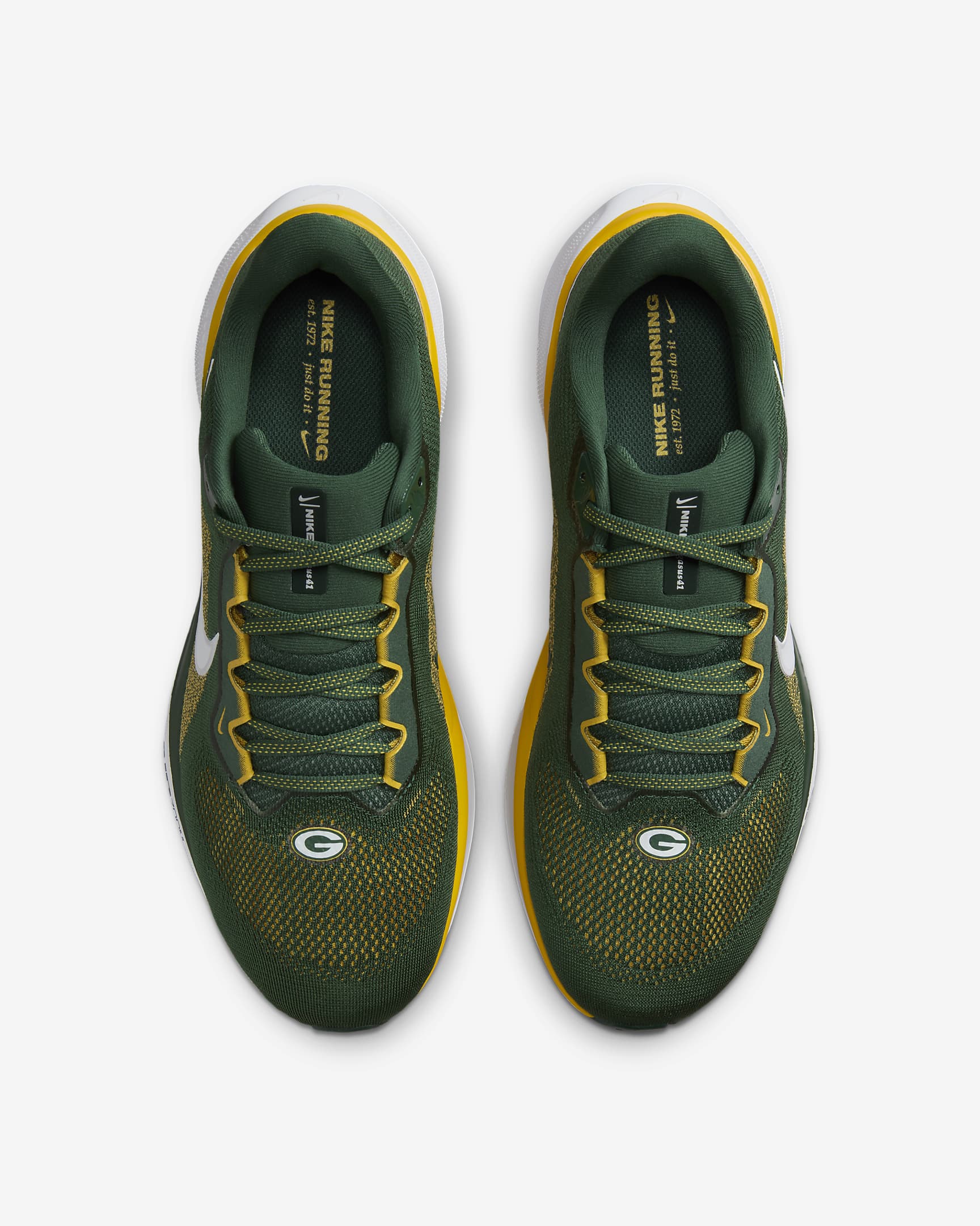 Tenis de correr en pavimento para hombre Nike Pegasus 41 NFL Green Bay Packers - Abeto/Blanco/Oro universitario/Blanco