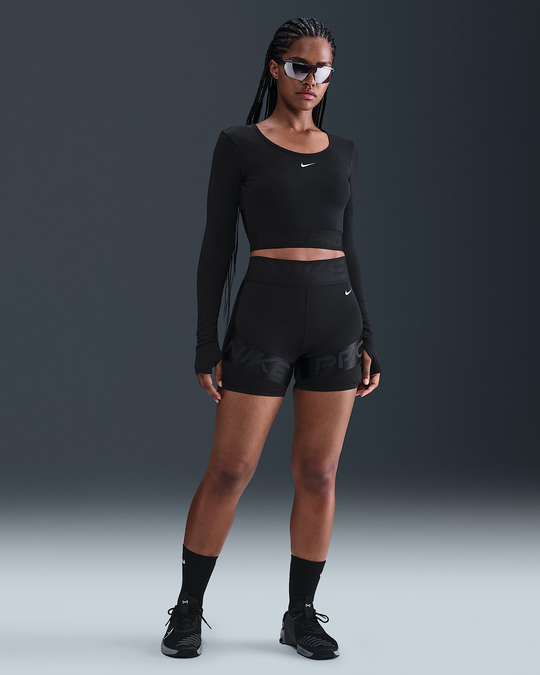 Nike Pro Sculpt Women's Dri-FIT High-Waisted 12.5cm (approx.) Biker Shorts - Black/Anthracite/White