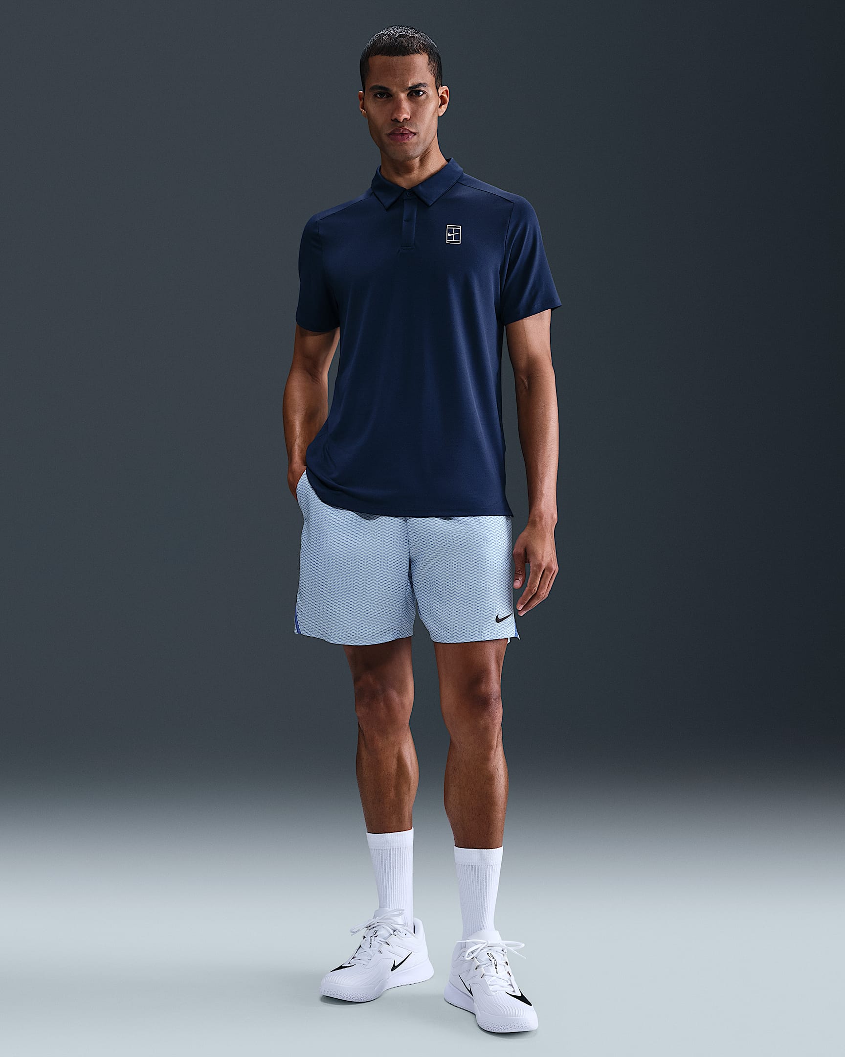 NikeCourt Victory Men's Dri-FIT 7" Tennis Shorts - Celestine Blue/Black