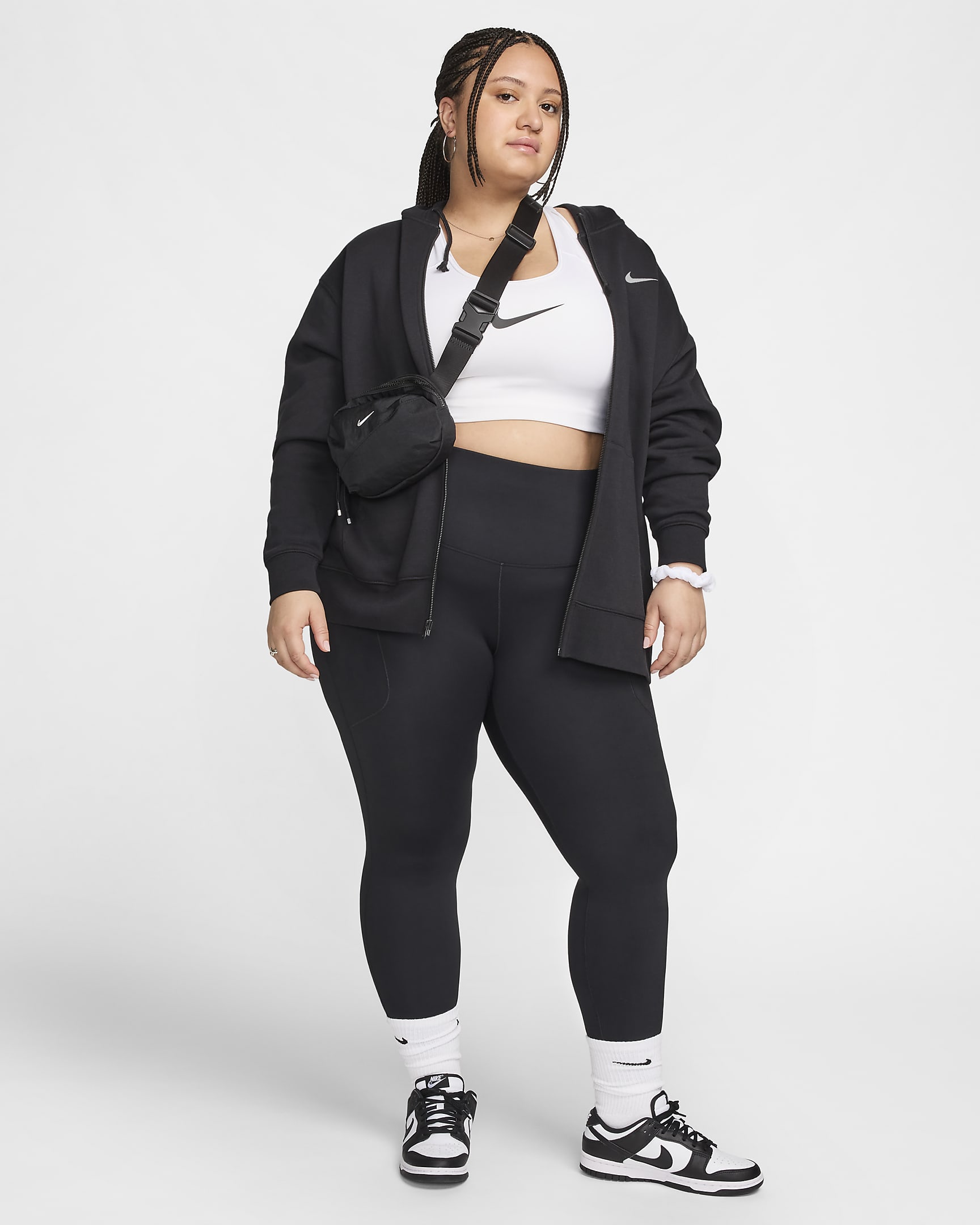 Nike One Women's High-Waisted 7/8 Leggings with Pockets (Plus Size) - Black/Black