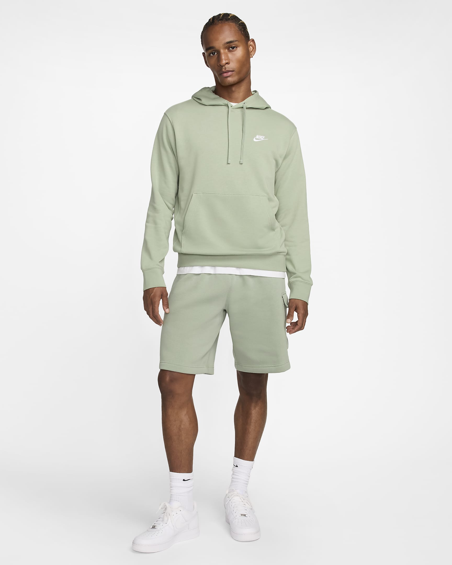 Felpa pullover con cappuccio Nike Sportswear Club - Uomo - Jade Horizon/Jade Horizon/Bianco