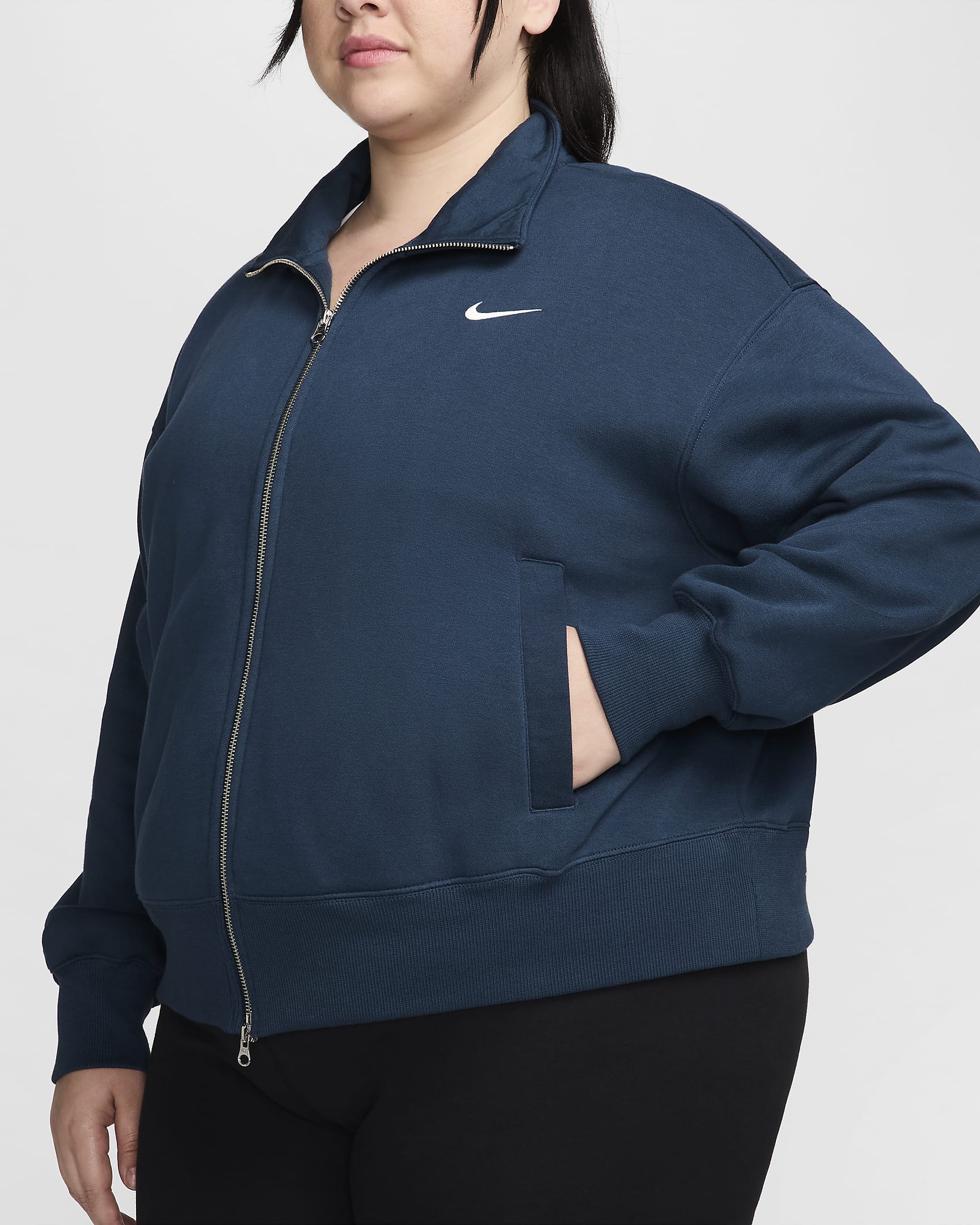 Nike Sportswear Phoenix Fleece Women's Oversized Track Jacket (Plus Size) - Armory Navy/Sail