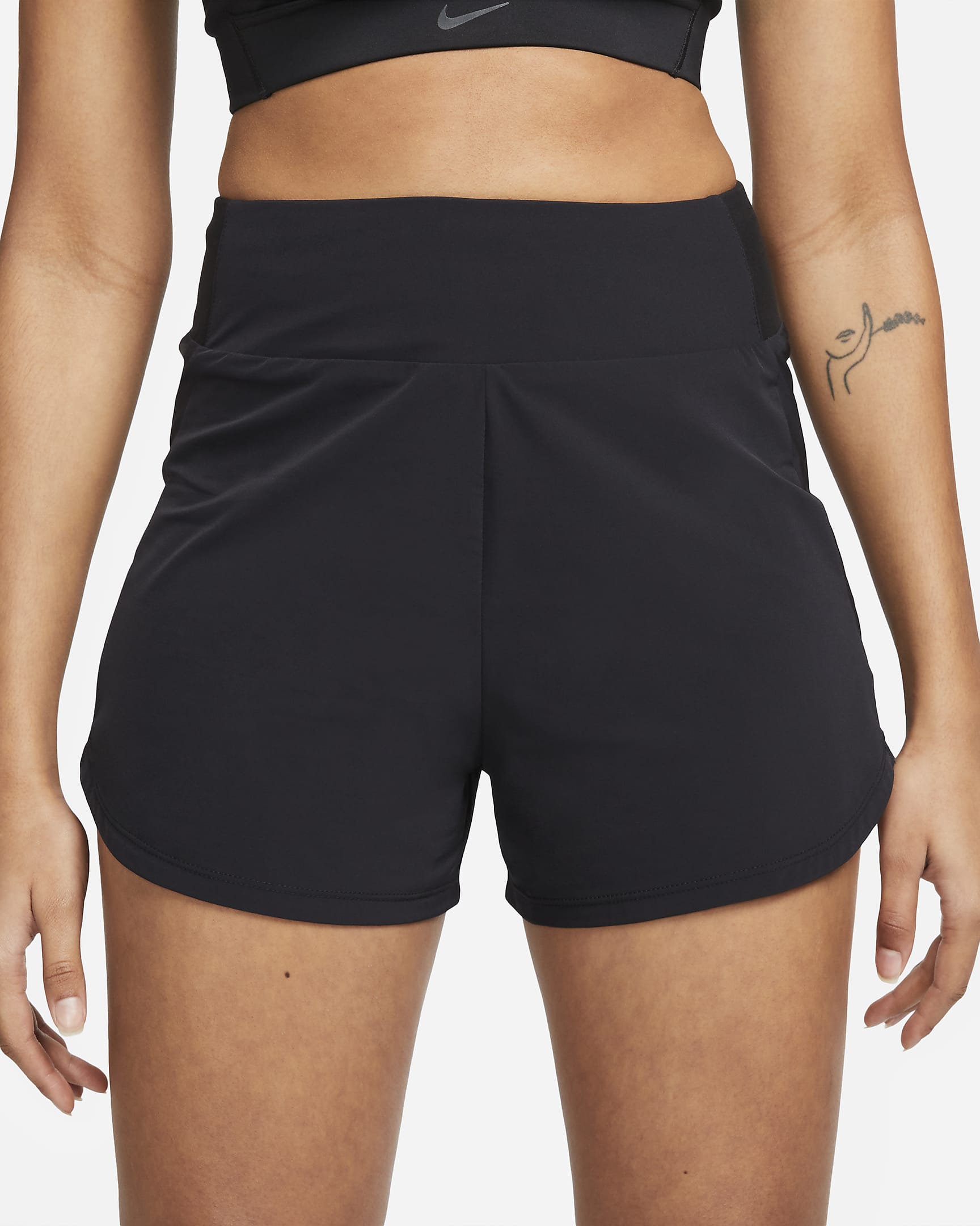 Nike Bliss Womens Dri Fit Fitness High Waisted 8cm Approx Brief Lined Shorts Nike Nl 2490