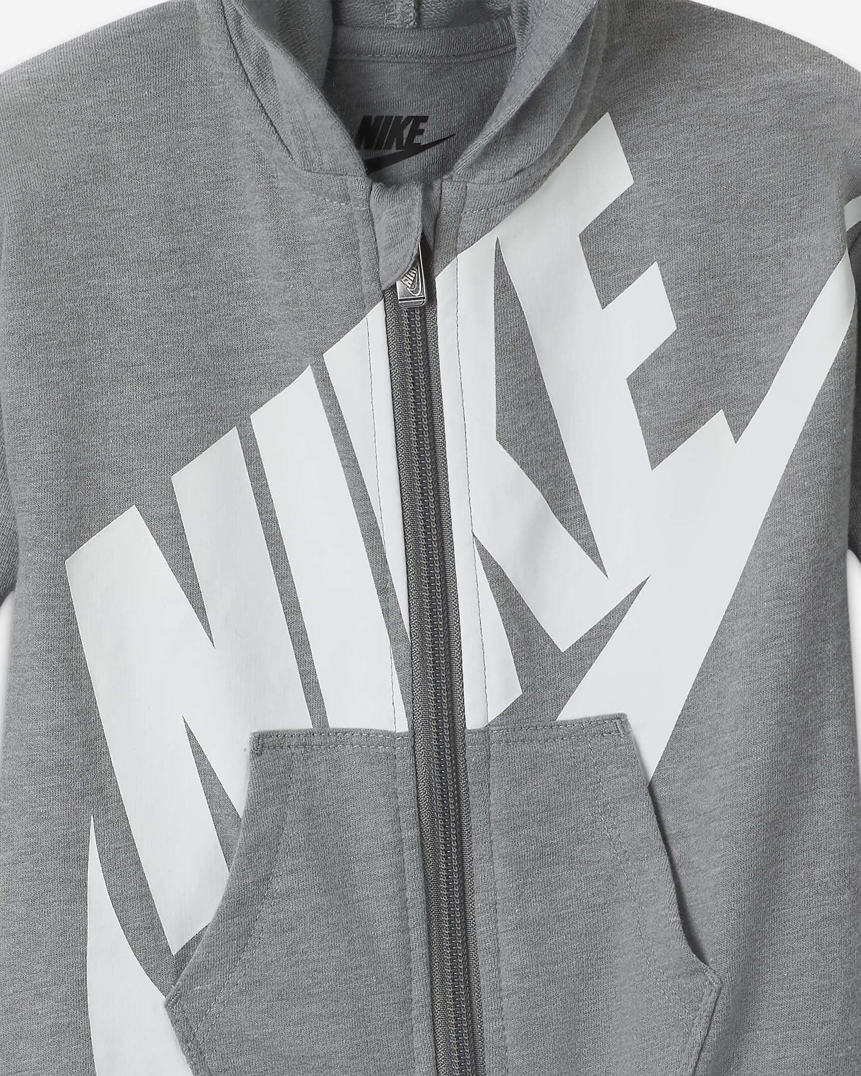 Coverall Nike med hel dragkedja för baby (0–12 mån) - Dark Grey Heather