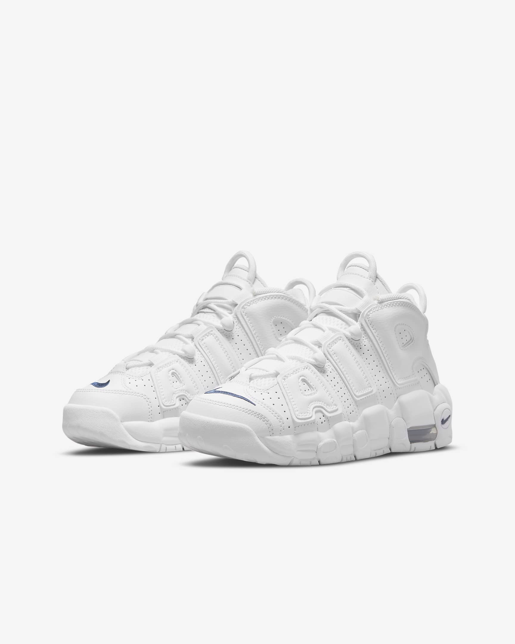 Nike Air More Uptempo Older Kids' Shoes - White/White/Midnight Navy