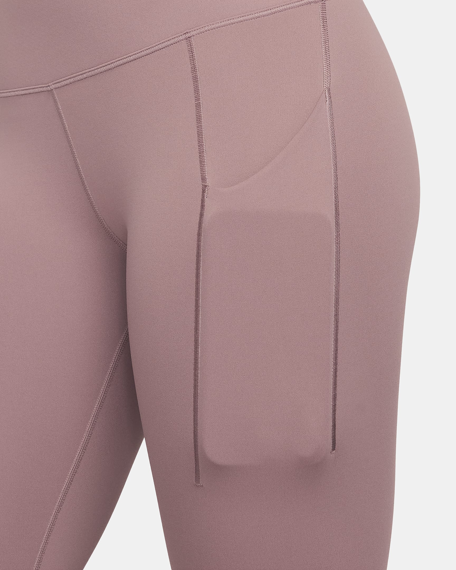 Nike Universa Leggings de longitud completa, talle alto y sujeción media con bolsillos - Mujer - Smokey Mauve/Negro