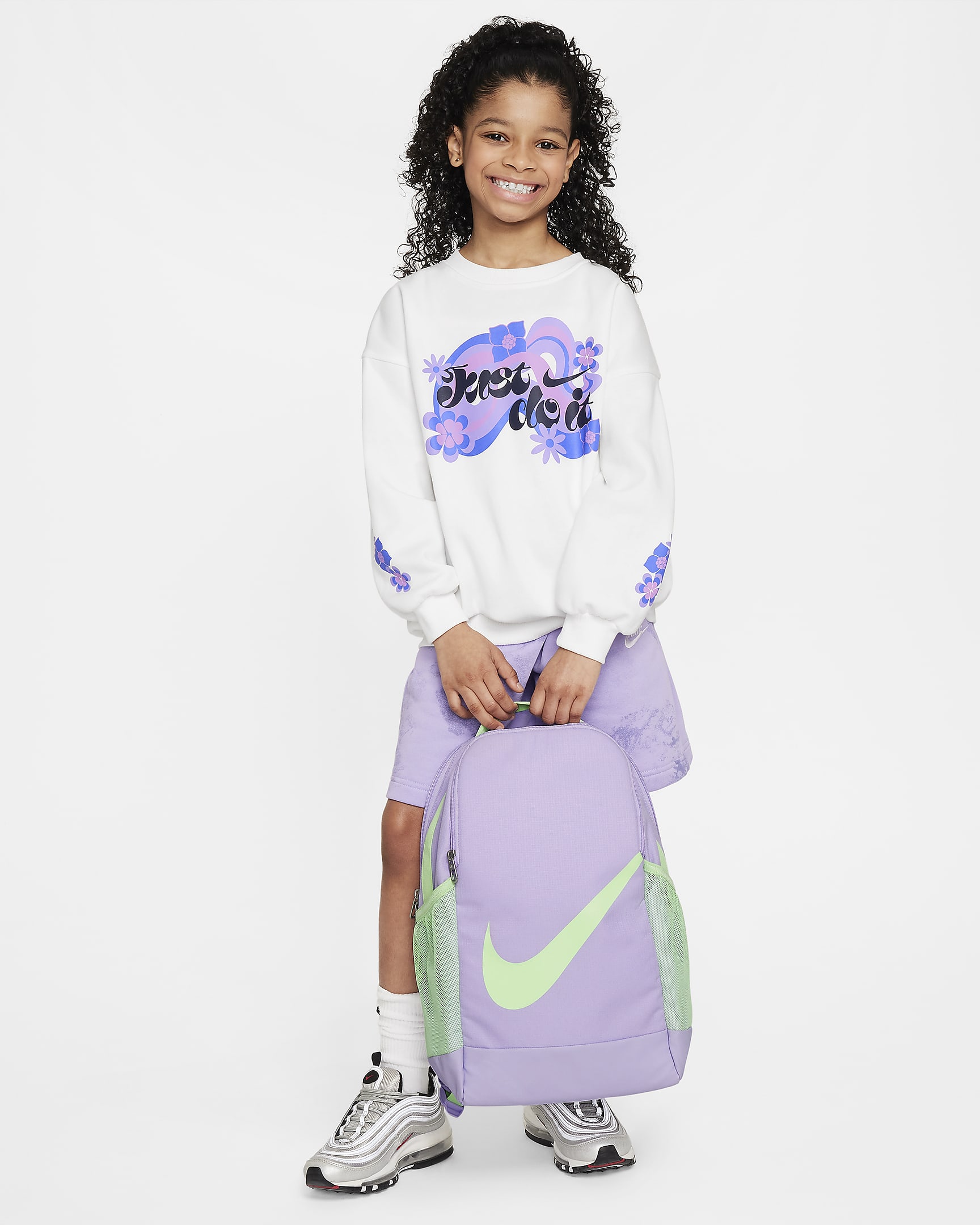Nike Brasilia Kids' Backpack (18L) - Lilac Bloom/Vapor Green/Vapor Green