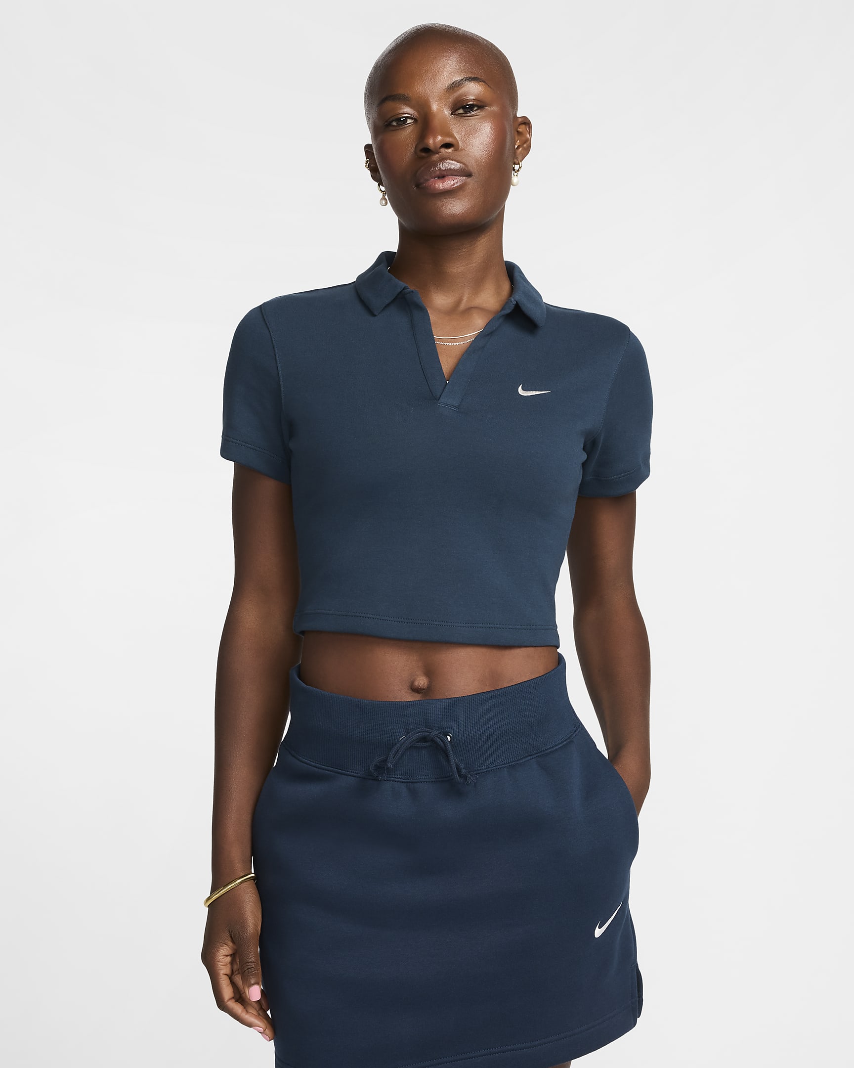 Polo de manga corta para mujer Nike Sportswear Essential - Azul marino militar/Vela