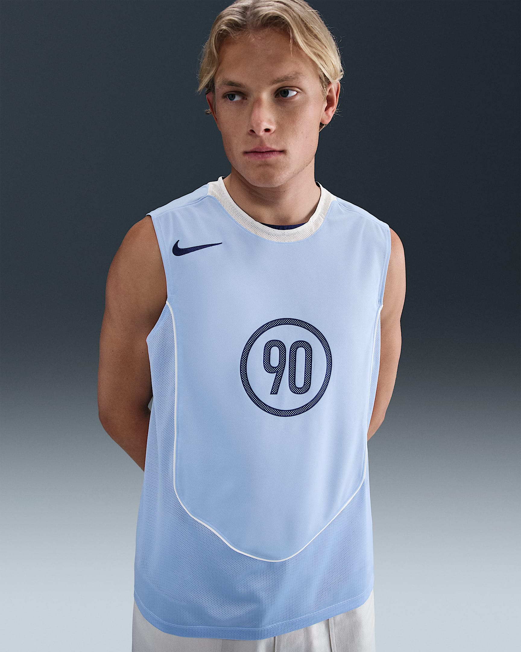 Nike Total 90 Men's Dri-FIT Sleeveless Football Top - Aluminium/Sail/Sail/Blue Void