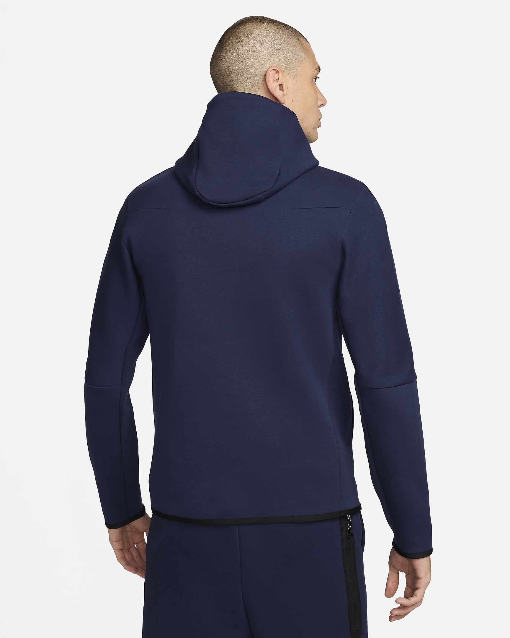 Pánská fotbalová mikina Nike FFF Tech Fleece Windrunner s kapucí a zipem po celé délce - Blackened Blue/Club Gold