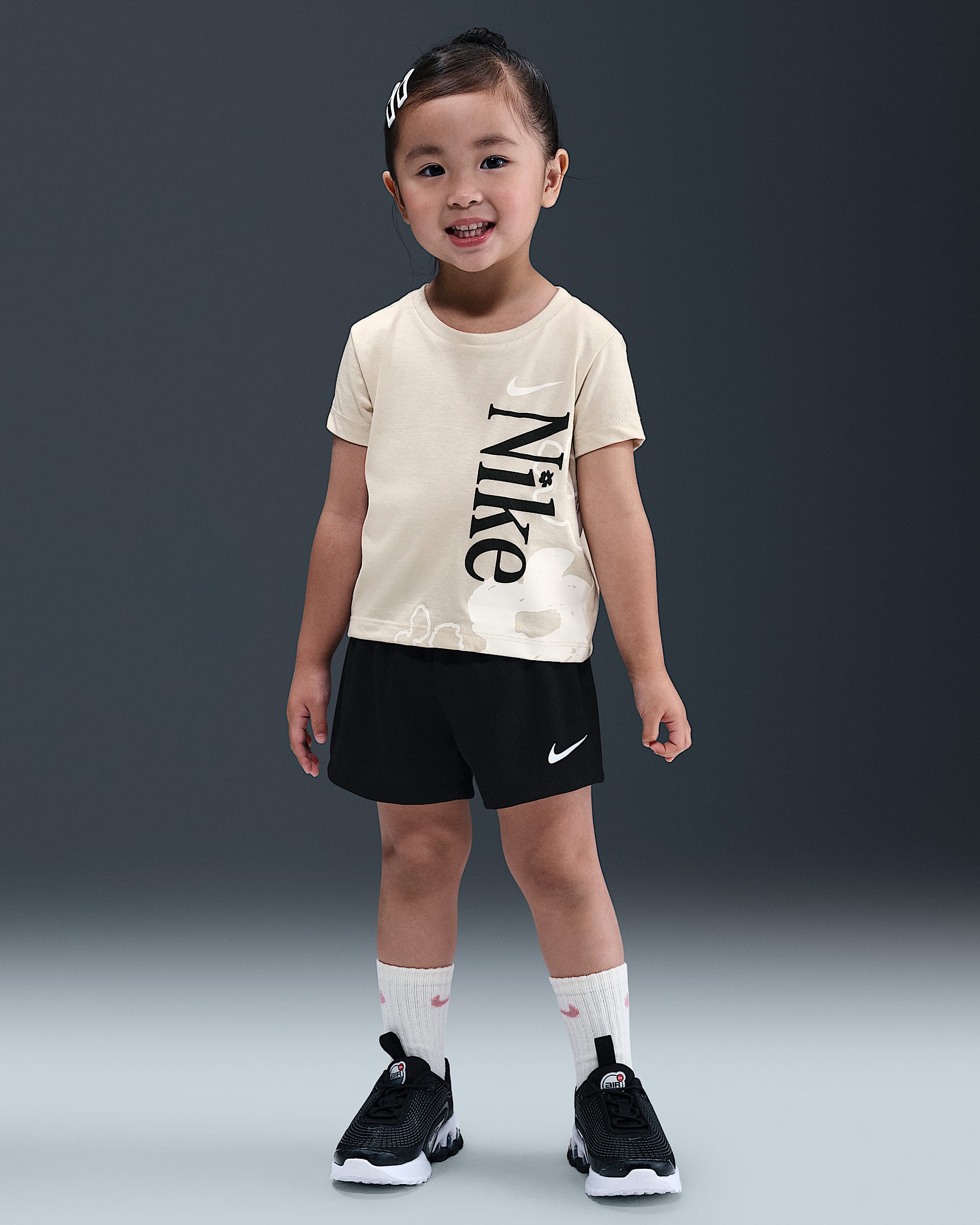 Nike Toddler Wild Flower T-Shirt and Mesh Shorts Set - Black