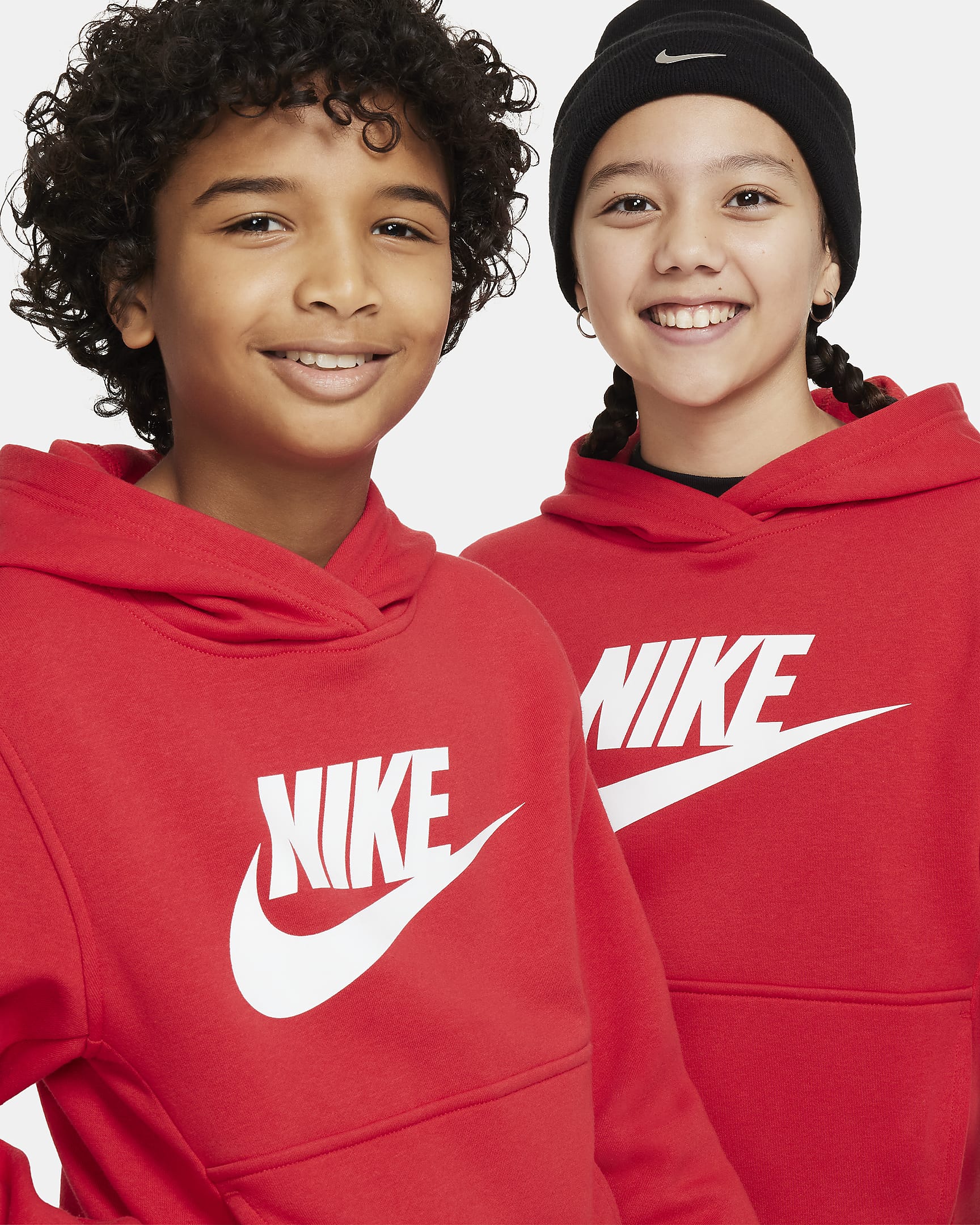 Sudadera con gorro para niños talla grande Nike Sportswear Club Fleece - Rojo universitario/Blanco