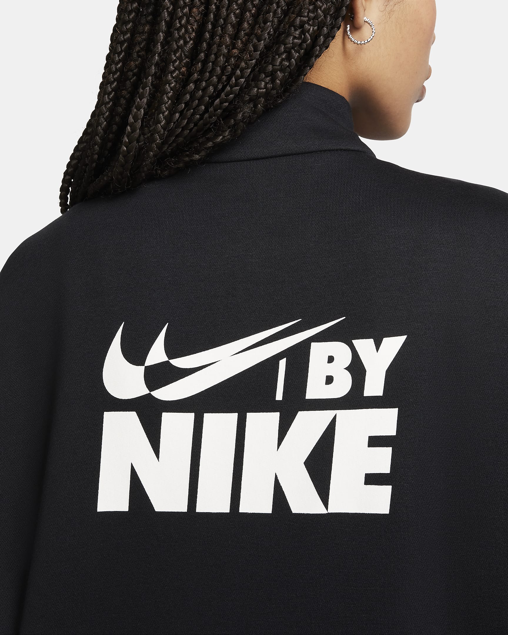 Top in fleece oversize con zip a 1/4 Nike Sportswear – Donna - Nero/Sail