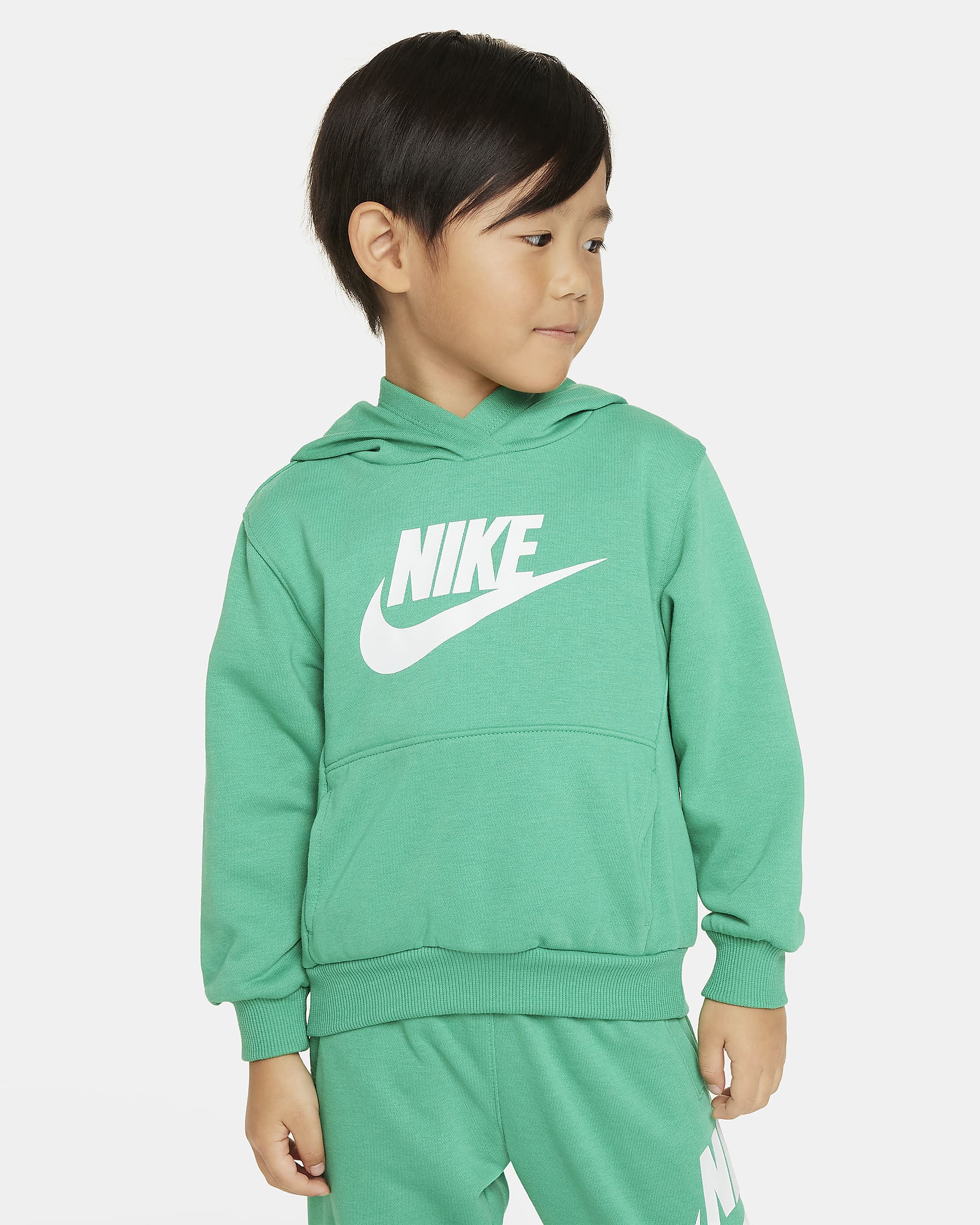 Sudadera con gorro sin cierre infantil Nike Sportswear Club French Terry - Verde estadio