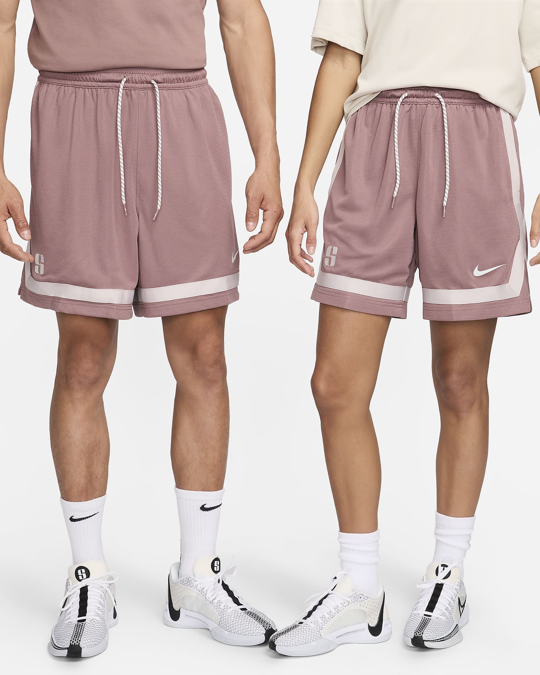 Shorts de básquetbol Sabrina Dri-FIT - Malva humeante/Blanco cumbre