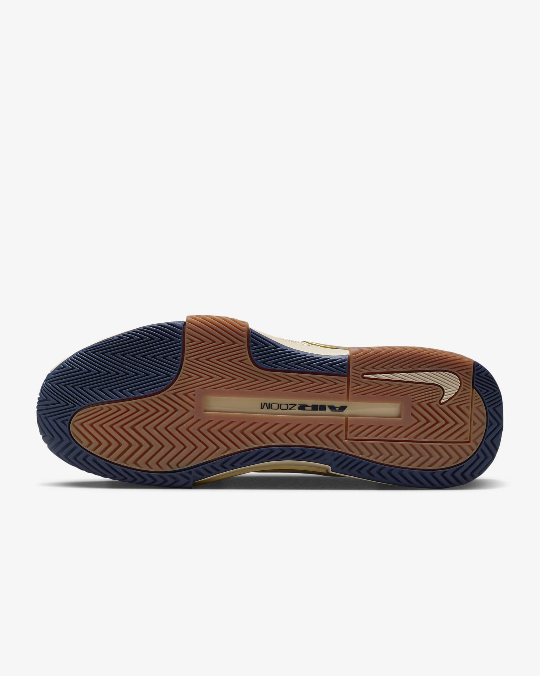 Sapatilhas de ténis para piso duro Nike GP Challenge 1 Premium para homem - Sanddrift/Azul Thunder/Castanho Gum médio/Dourado metalizado