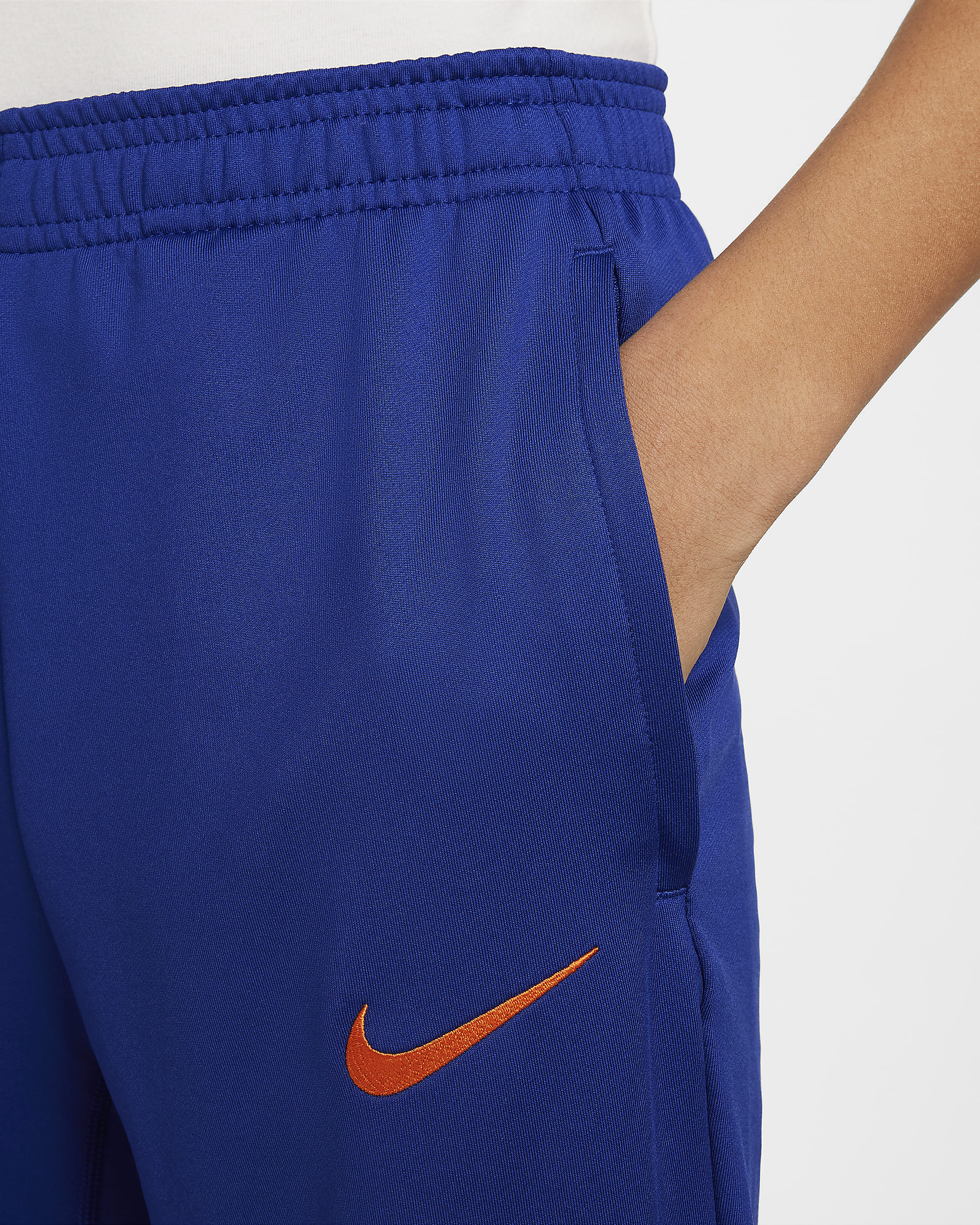 Países Bajos Strike Pantalón de fútbol de tejido Knit Nike Dri-FIT - Niño/a - Deep Royal Blue/Safety Orange/Safety Orange