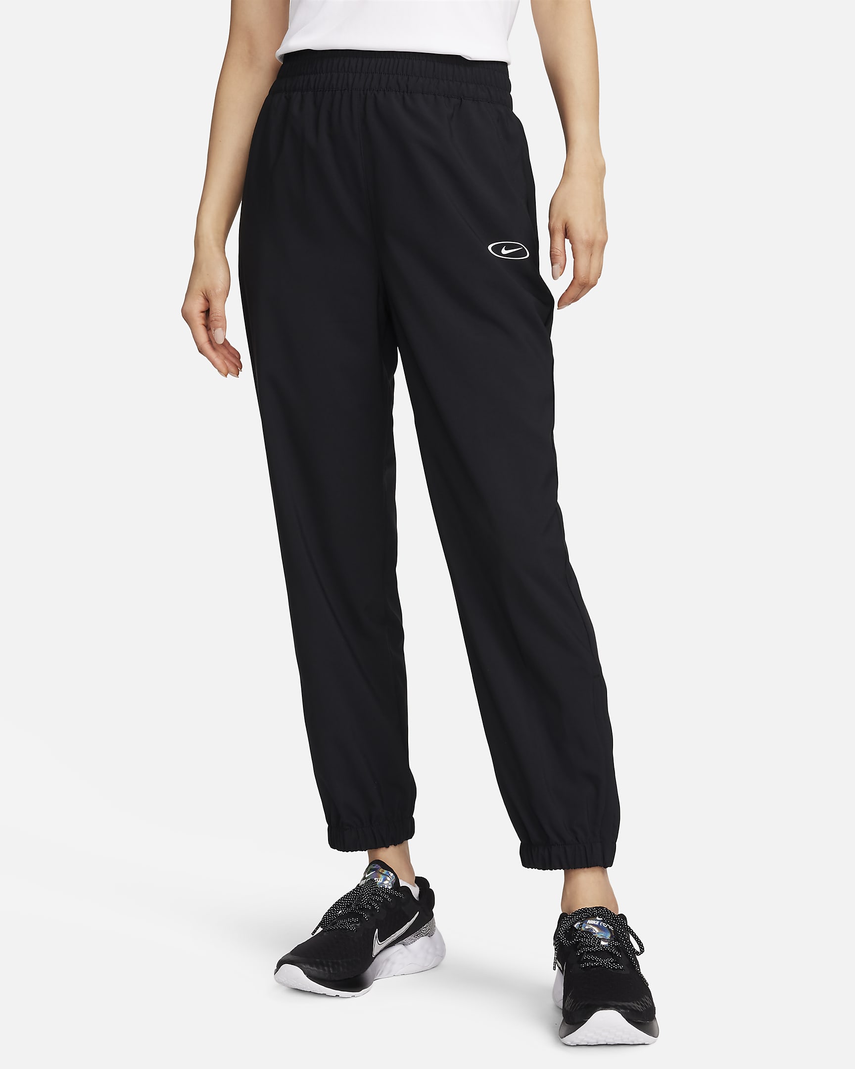 Nike Dri-FIT Seasonal Novelty Women's Dri-FIT Mid-Rise Running Trousers - Black/White