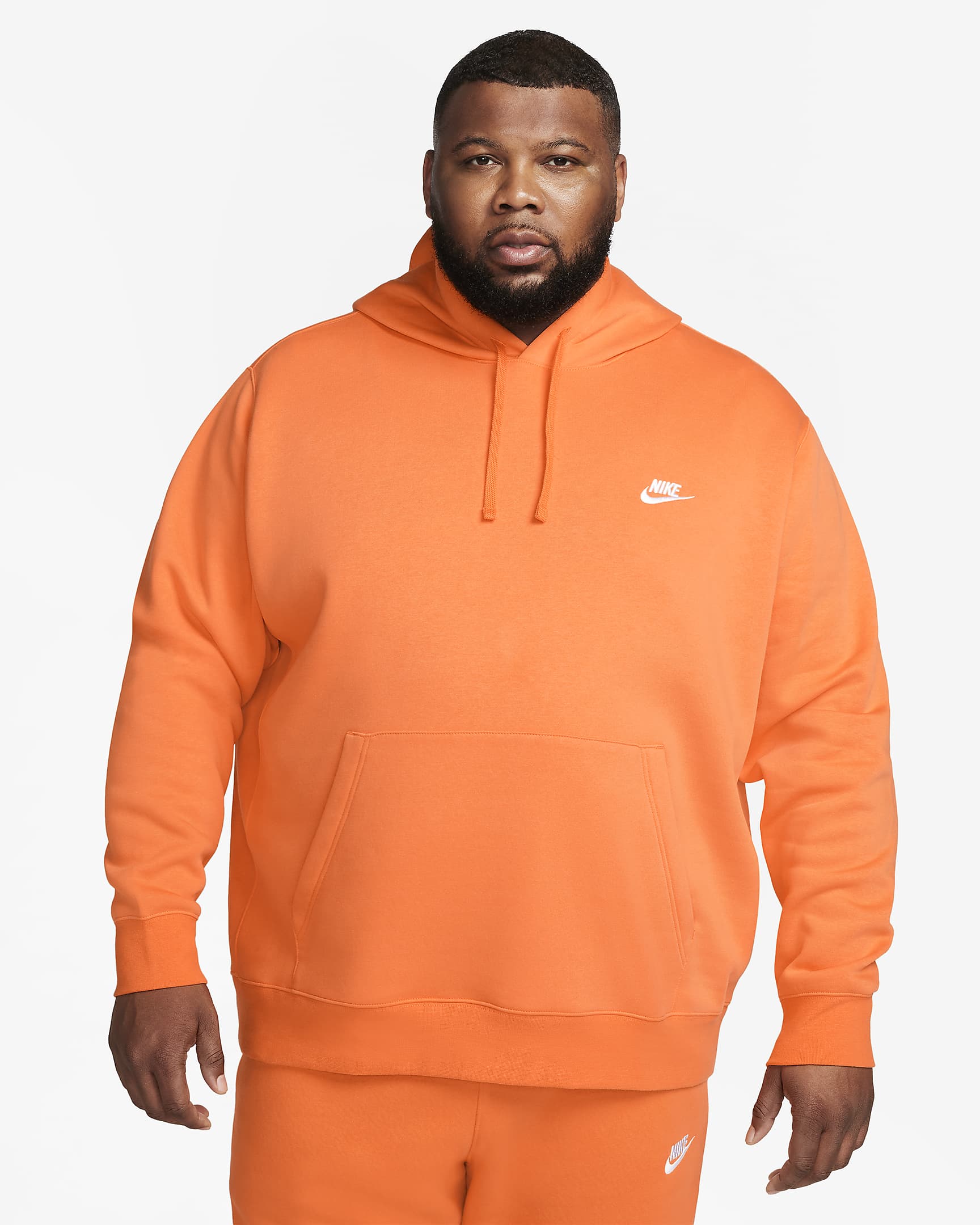 Nike Sportswear Club Fleece Pullover Hoodie - Bright Mandarin/Bright Mandarin/White