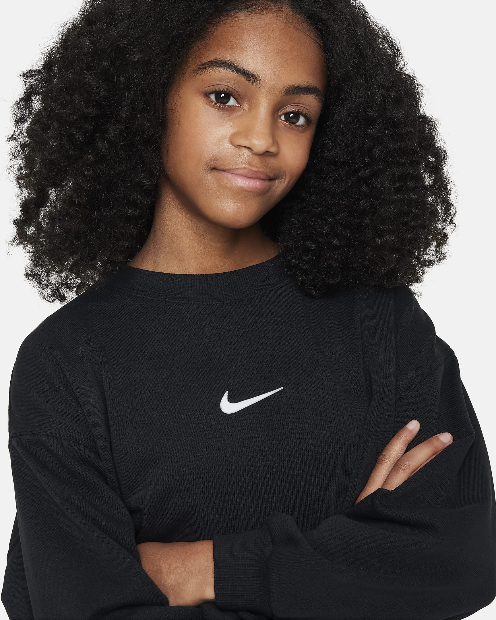 Nike Sportswear Dri-FIT sweatshirt met ronde hals voor meisjes - Zwart