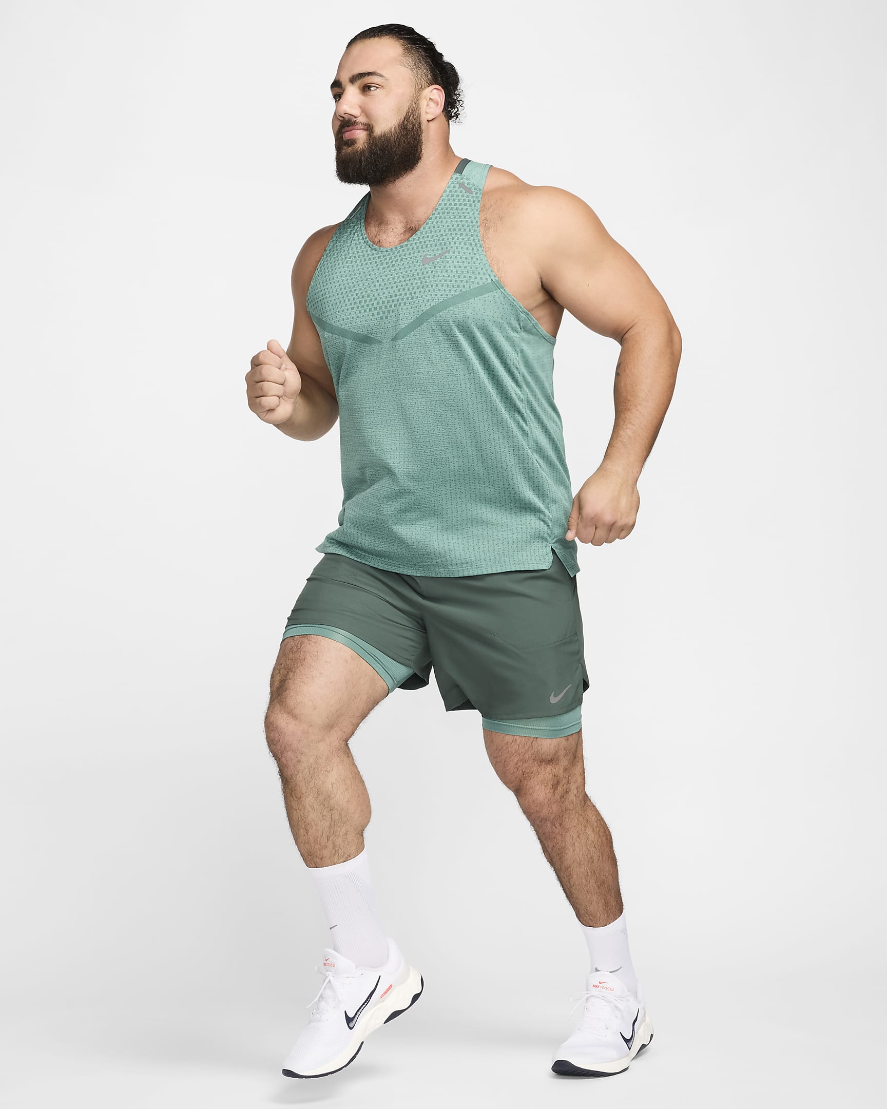 Shorts da running 2 in 1 18 cm Dri-FIT Nike Stride – Uomo - Vintage Green/Bicoastal/Nero