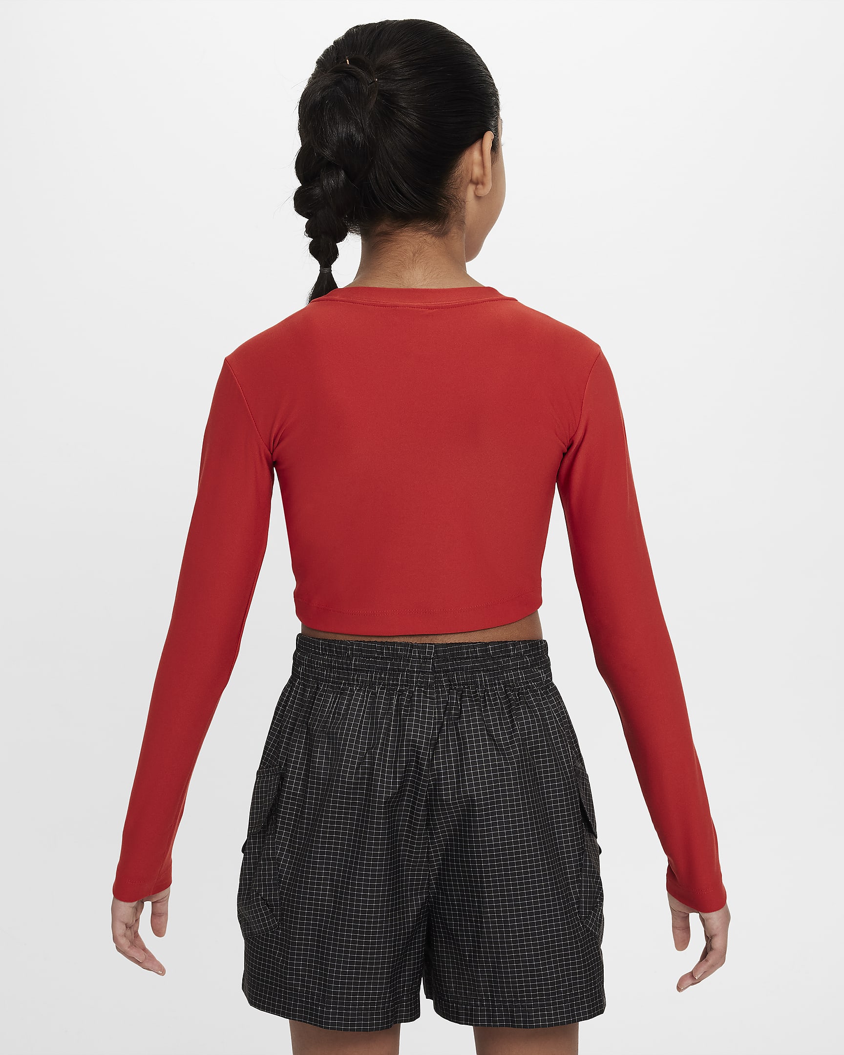 Nike Sportswear croptop met lange mouwen voor meisjes - Mystic Red/Wit