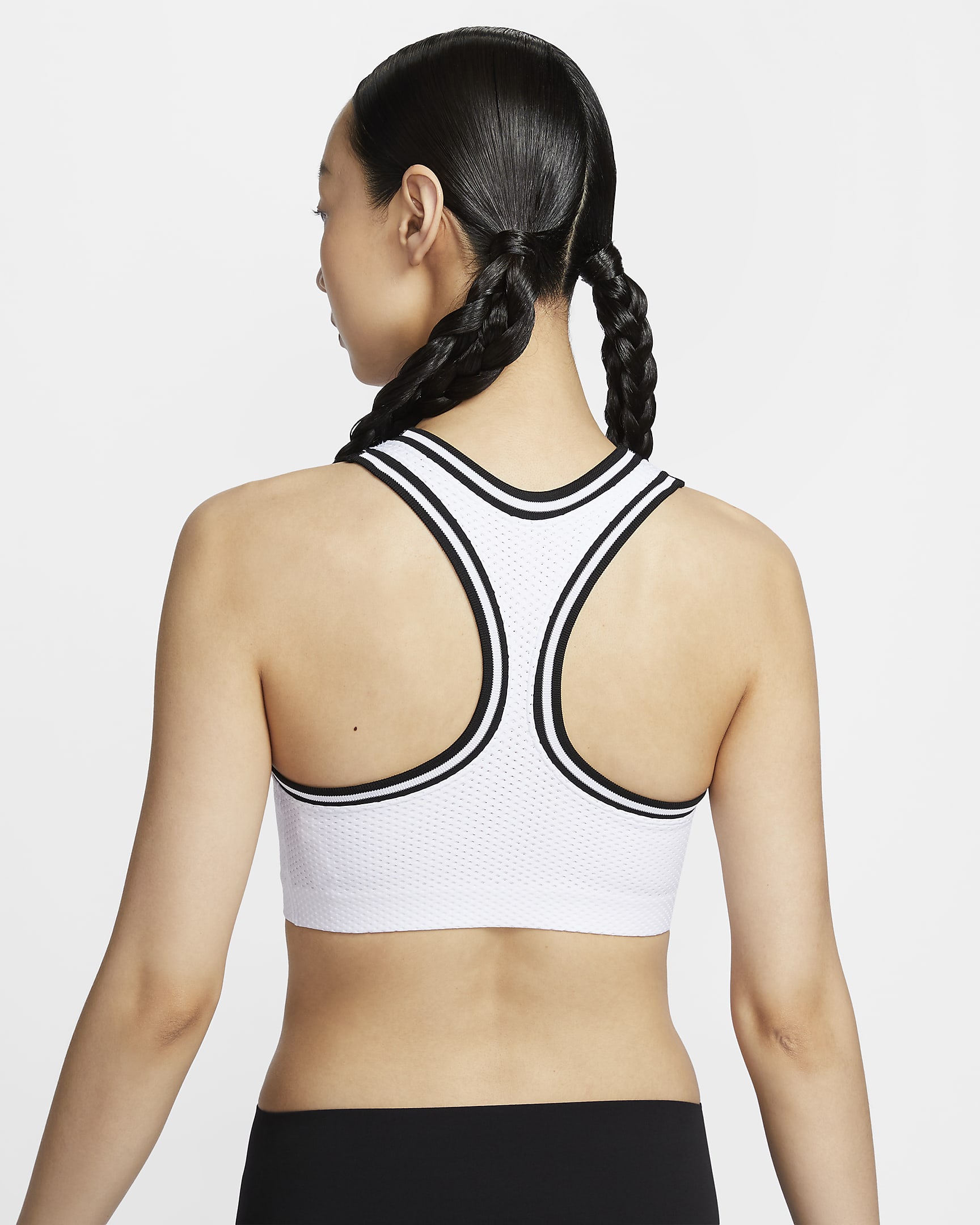 Nike Women's Light-Support Padded Jersey Sports Bra - White/Black