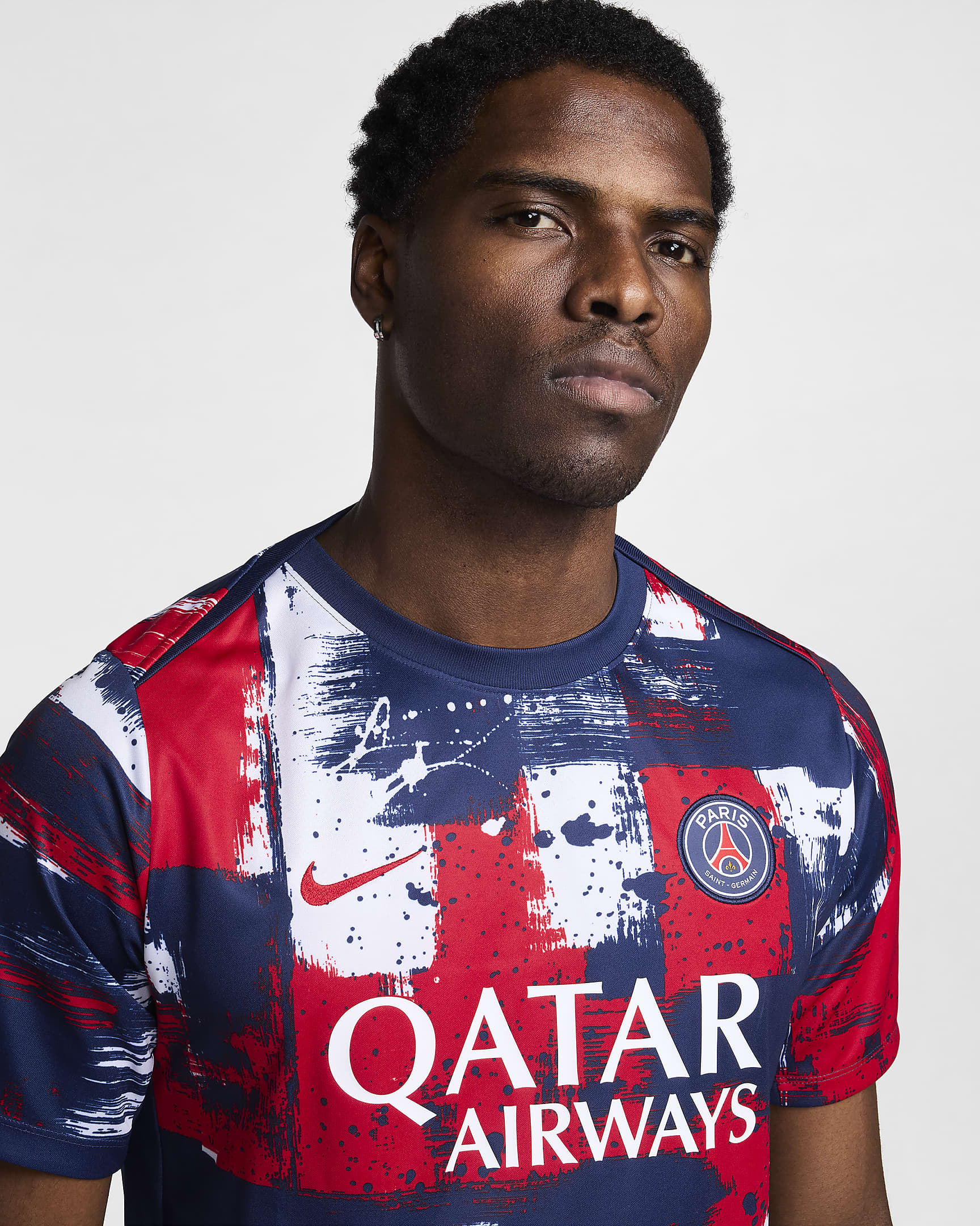 Paris Saint-Germain Academy Pro Home Men's Nike Dri-FIT Soccer Pre-Match Short-Sleeve Top - Midnight Navy/University Red/White/University Red